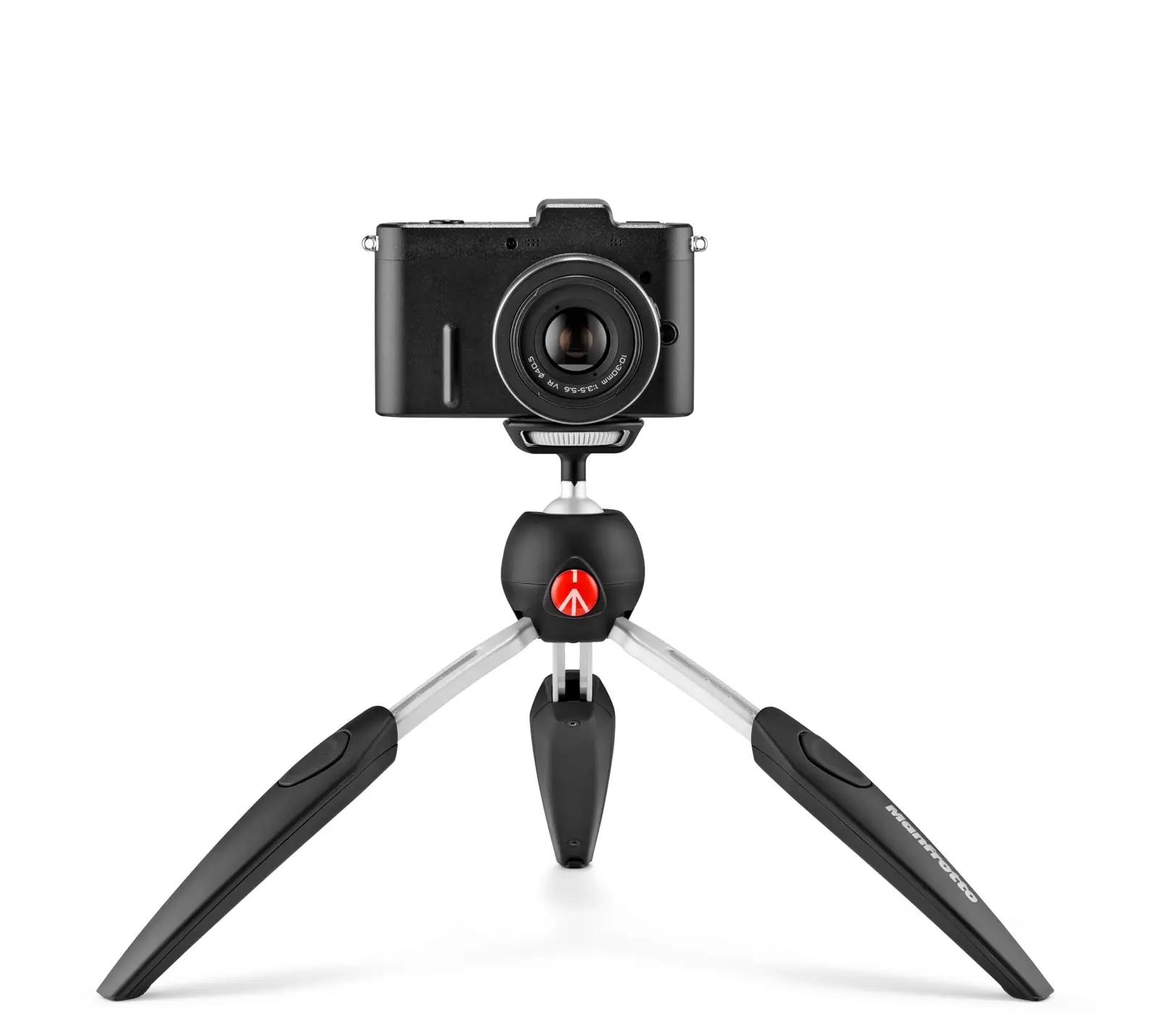 Manfrotto alumiiniumist Pixi Evo mini-statiiv – pakend ja tarvikud