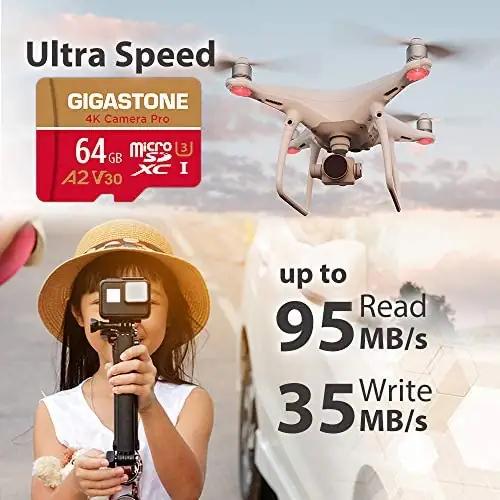 Gigastone GS-2IN1666XU3V30A1-64GBX5-B mälukaardid – detailne lähivaade