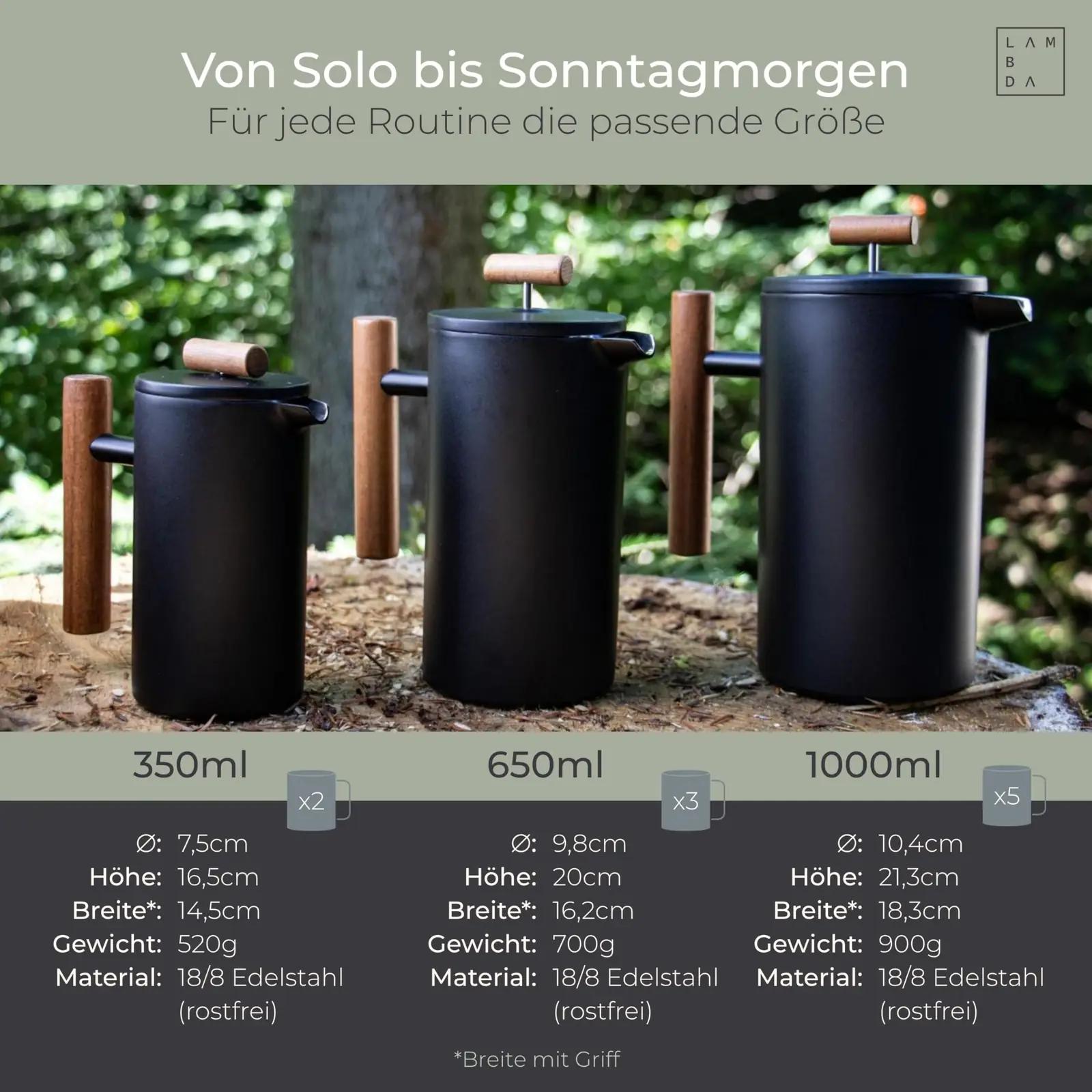LAMBDA COFFEE roostevabast terasest termo-French press 1 l – kasutusnäide