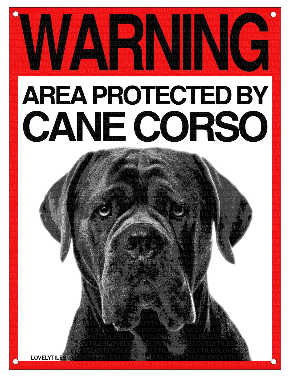Lovelytiles metallist aiamärk Cane Corso — hoiatus ja kaunistus