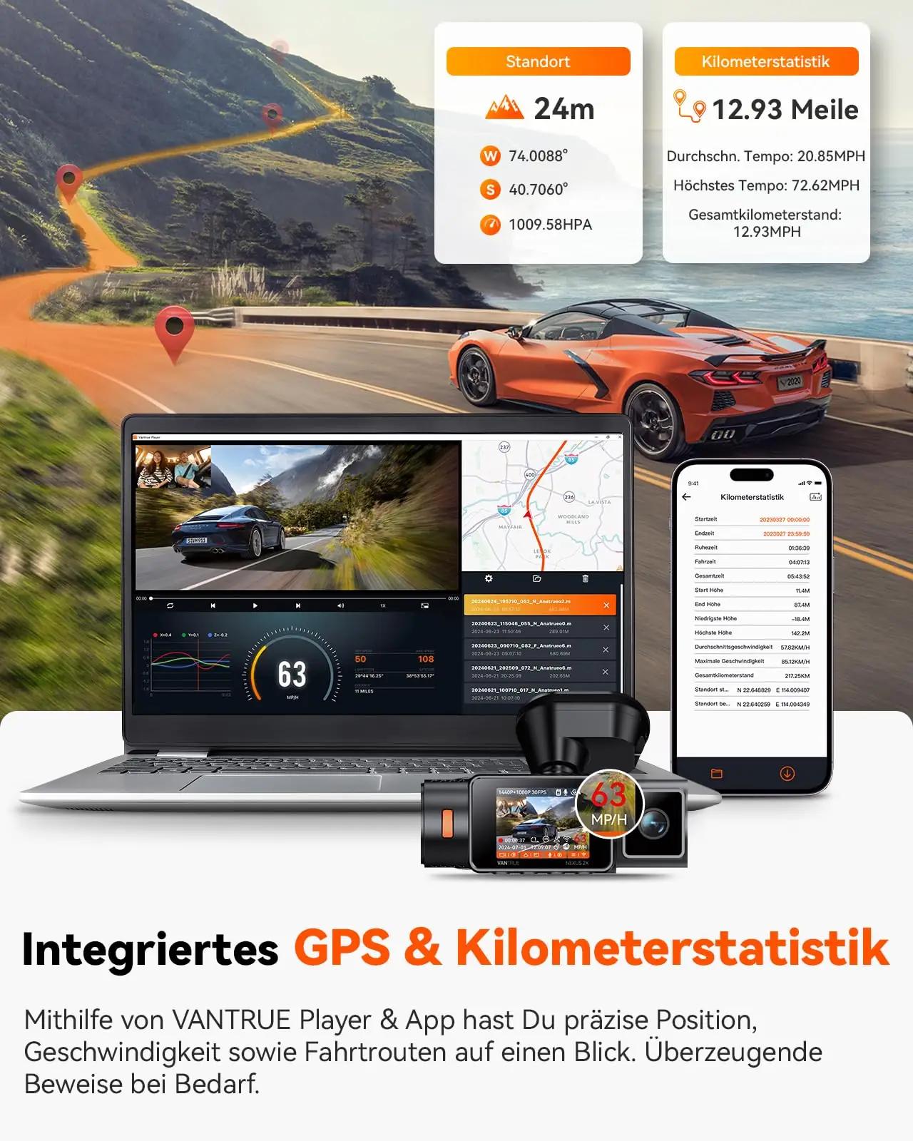 VANTRUE kvaliteetne auto salvesti — öövaade ja GPS-salvestus – lisavaade