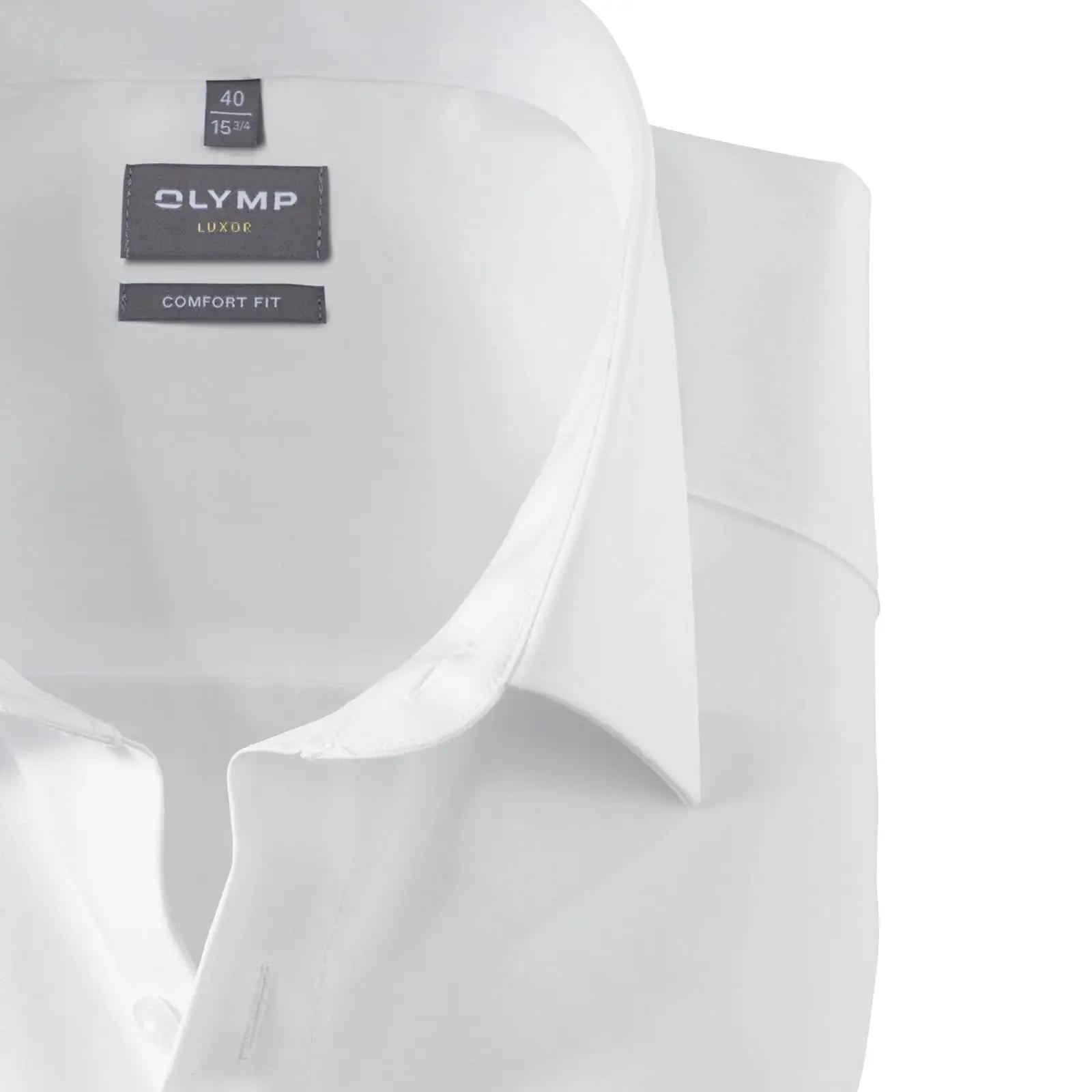 OLYMP puuvillane meeste särk – Luxor modern fit, valge – detailne vaade