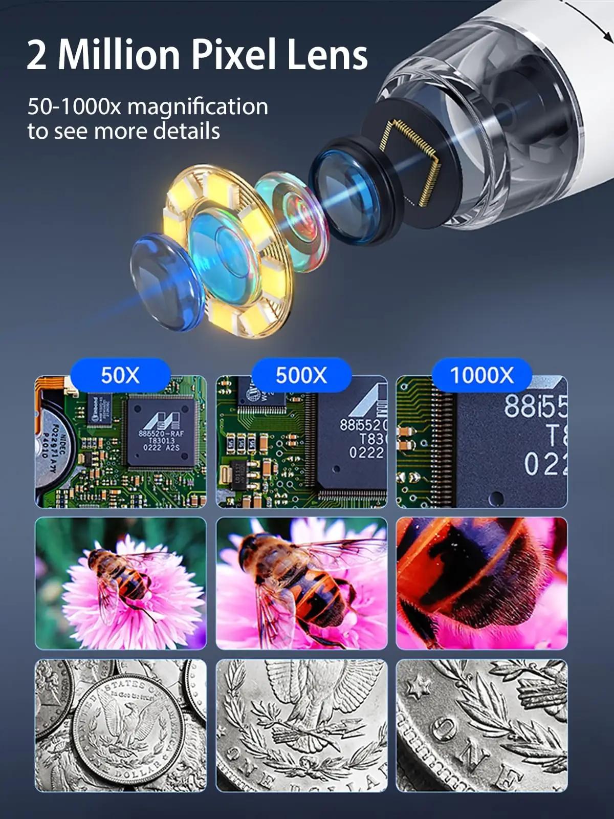 AOPICK digitaalne LCD-mikroskoop 1000x — tugev PC-korpus – pilt 6
