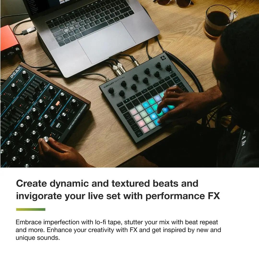 Novation groovebox ja sampler — robustne vinüülmaterjal – lisavaade