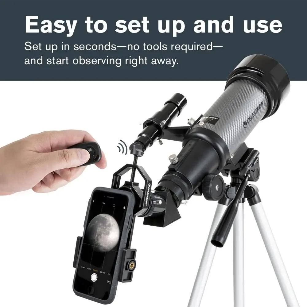 Celestron kompaktne 70 mm teleskoop – reisi- ja õppevara – detailne vaade