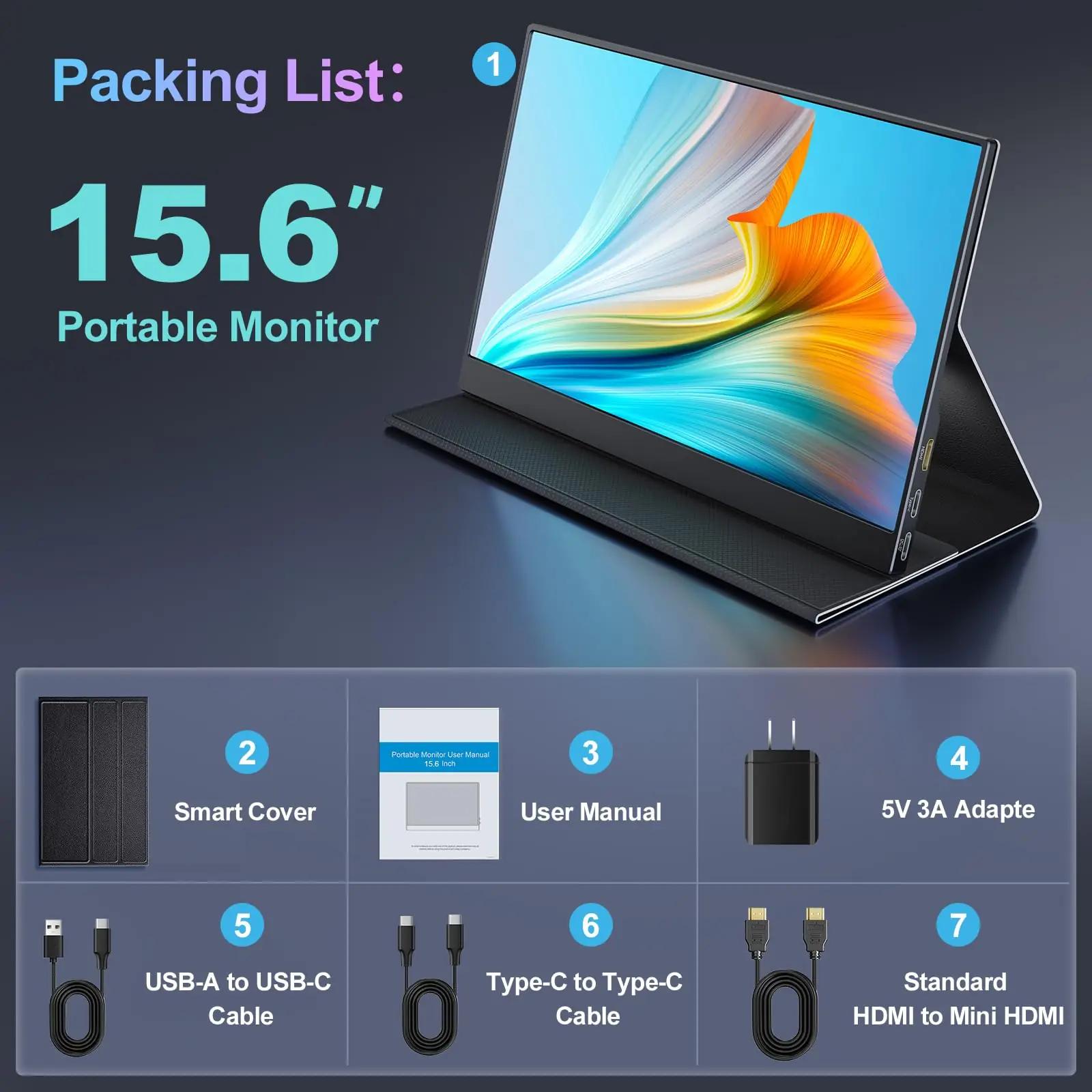 COOLHOOD kaasaskantav 15.6″ IPS-ekraan töö- ja mängukeskkonnale – pilt 7