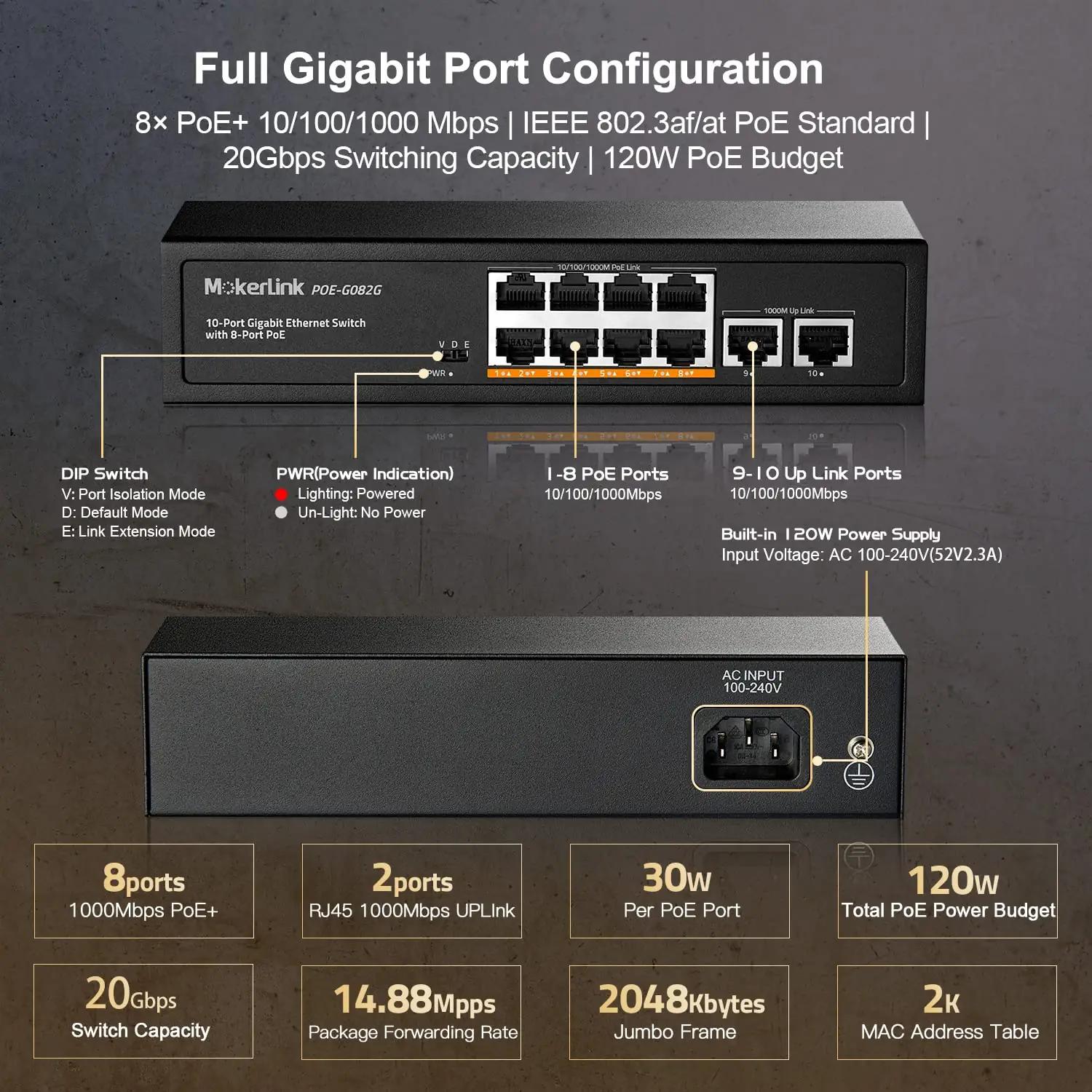 MokerLink Gigabit PoE lüliti 8x PoE+ — vaikne ja usaldusväärne – kasutusnäide