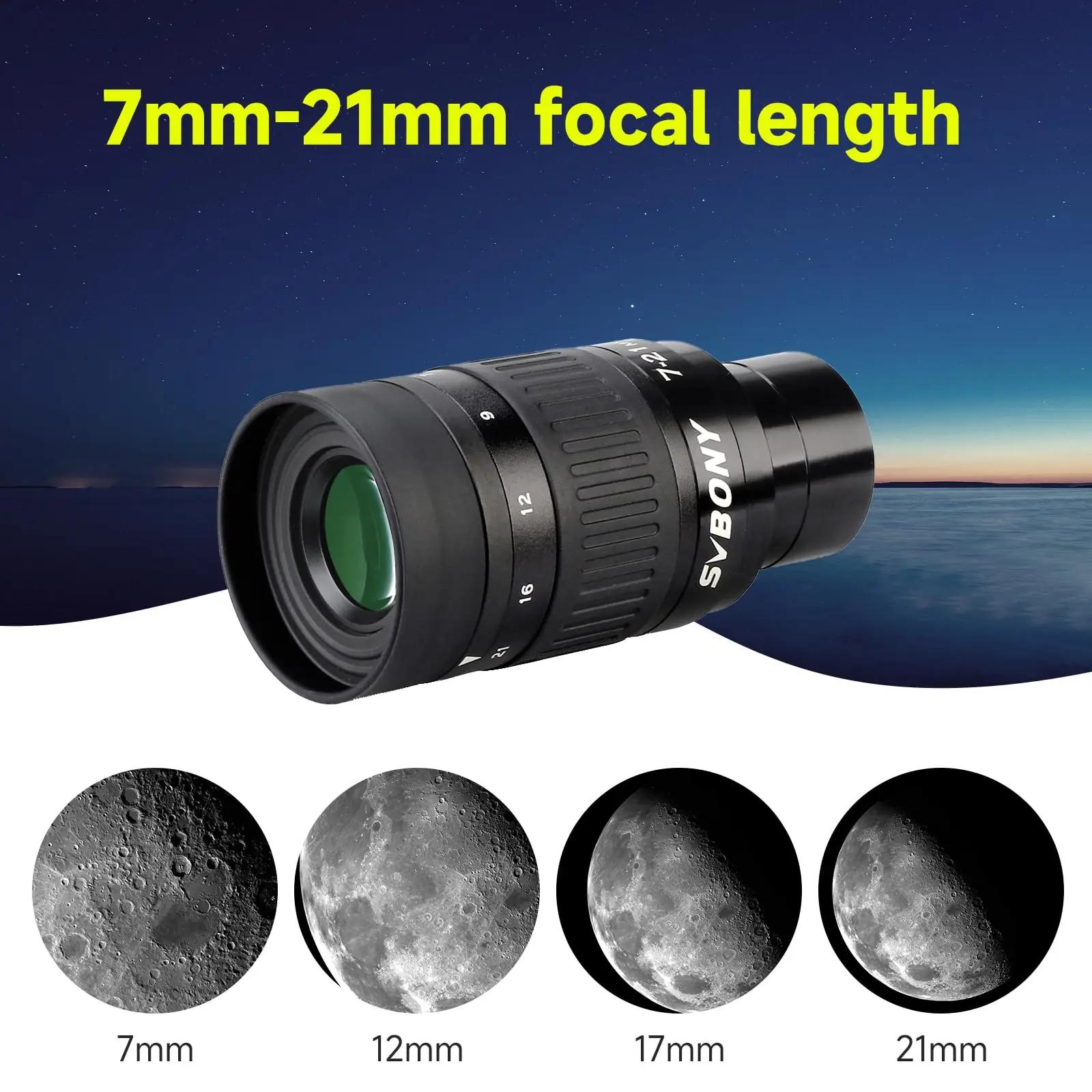 SVBONY kvaliteetne zoom-okular 7–21 mm – mugav vaatluseks – pakend ja tarvikud