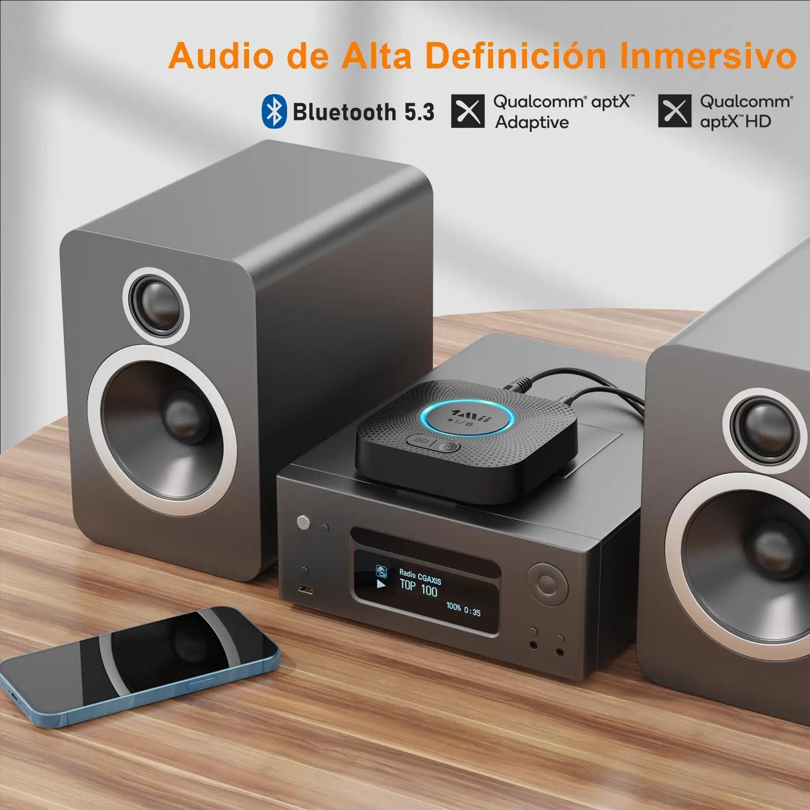 1Mii kvaliteetne Bluetooth Hi‑Fi adapter — voolutoitega heli – kasutusnäide