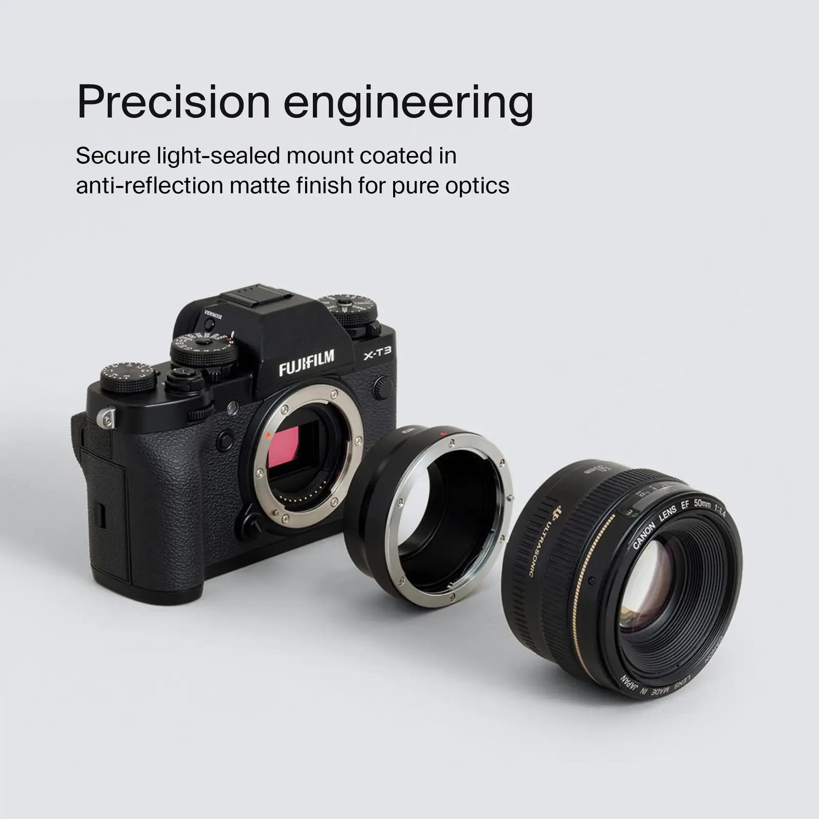 Urth alumiiniumist objektiiviadapter Canon EF → Fujifilm X – kasutusnäide