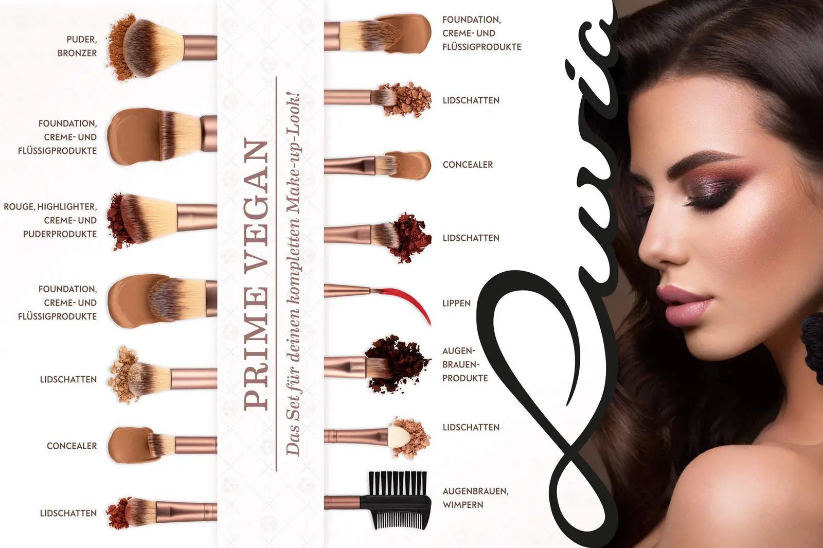 Luvia Cosmetics luksuslik vegan meigipintslite komplekt – kasutusnäide