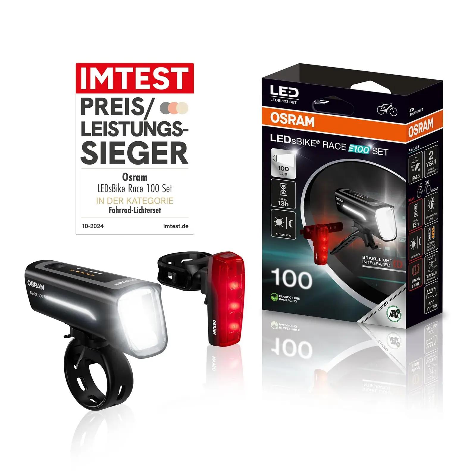 Osram jalgratta LED-valgusti komplekt — turvaline 100 lux
