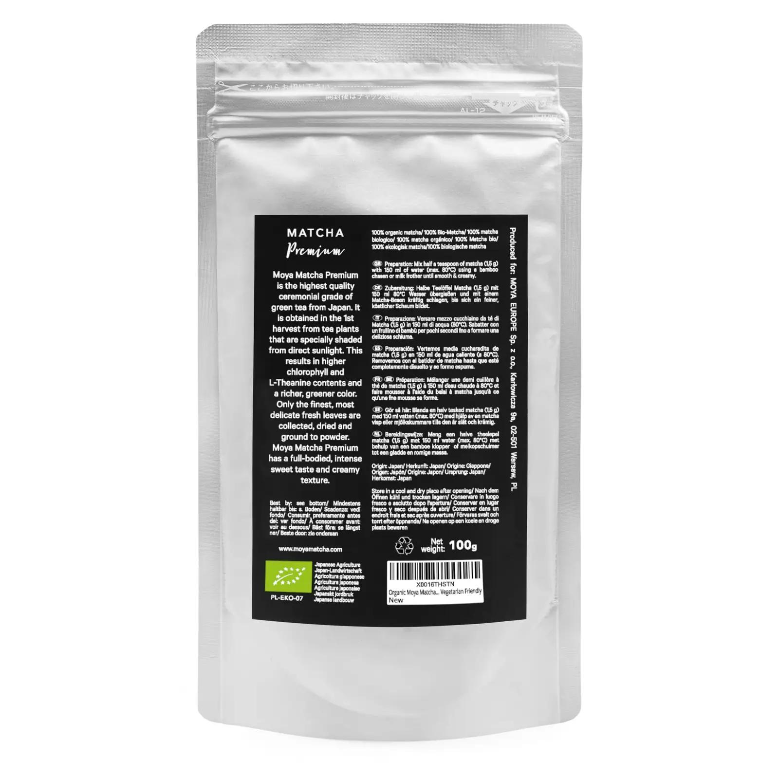 Moya Matcha organsiline 100g — premium matcha pulber – detailne vaade