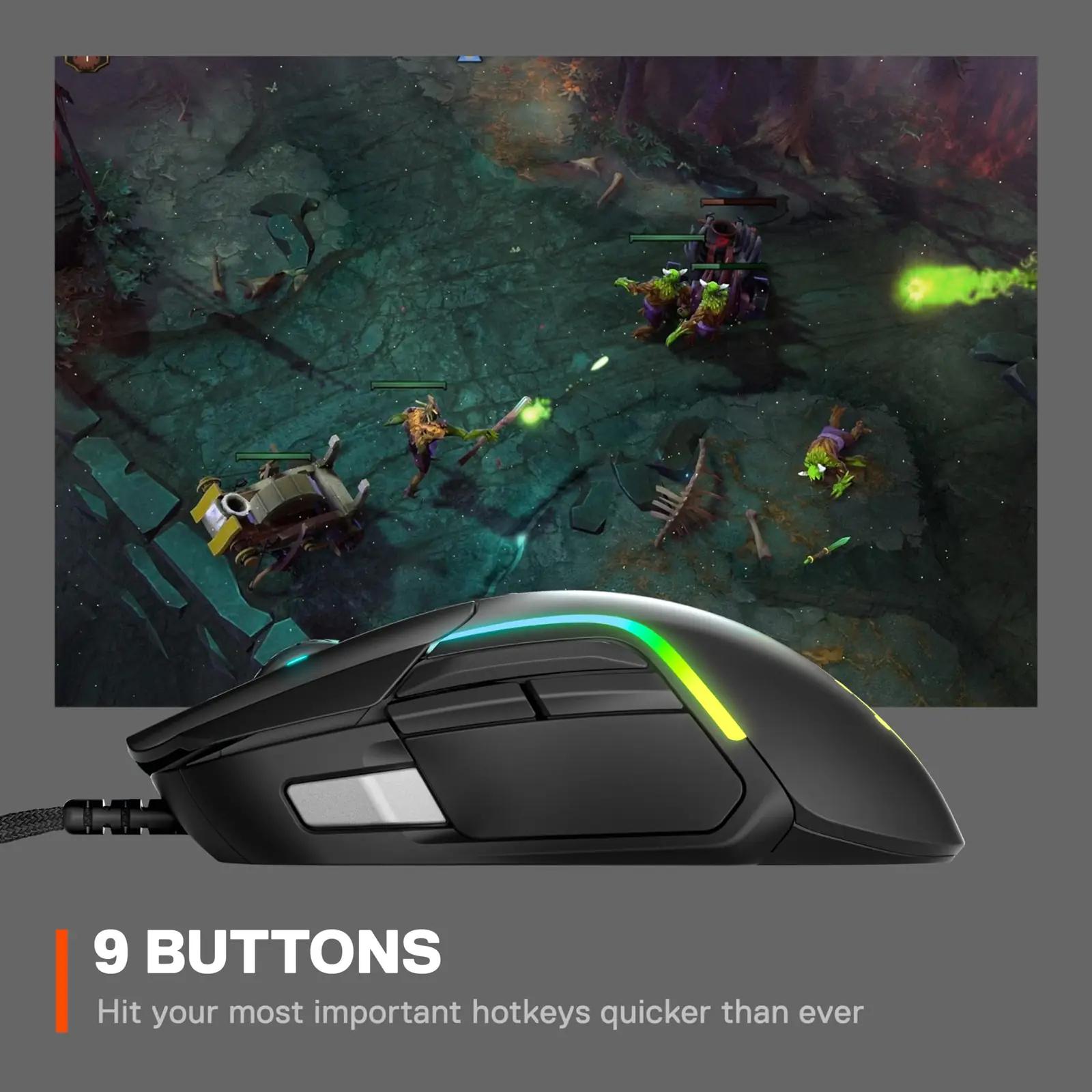 SteelSeries kerge mänguhiir Rival 5 — täpne ja ergonoomiline – detailne vaade