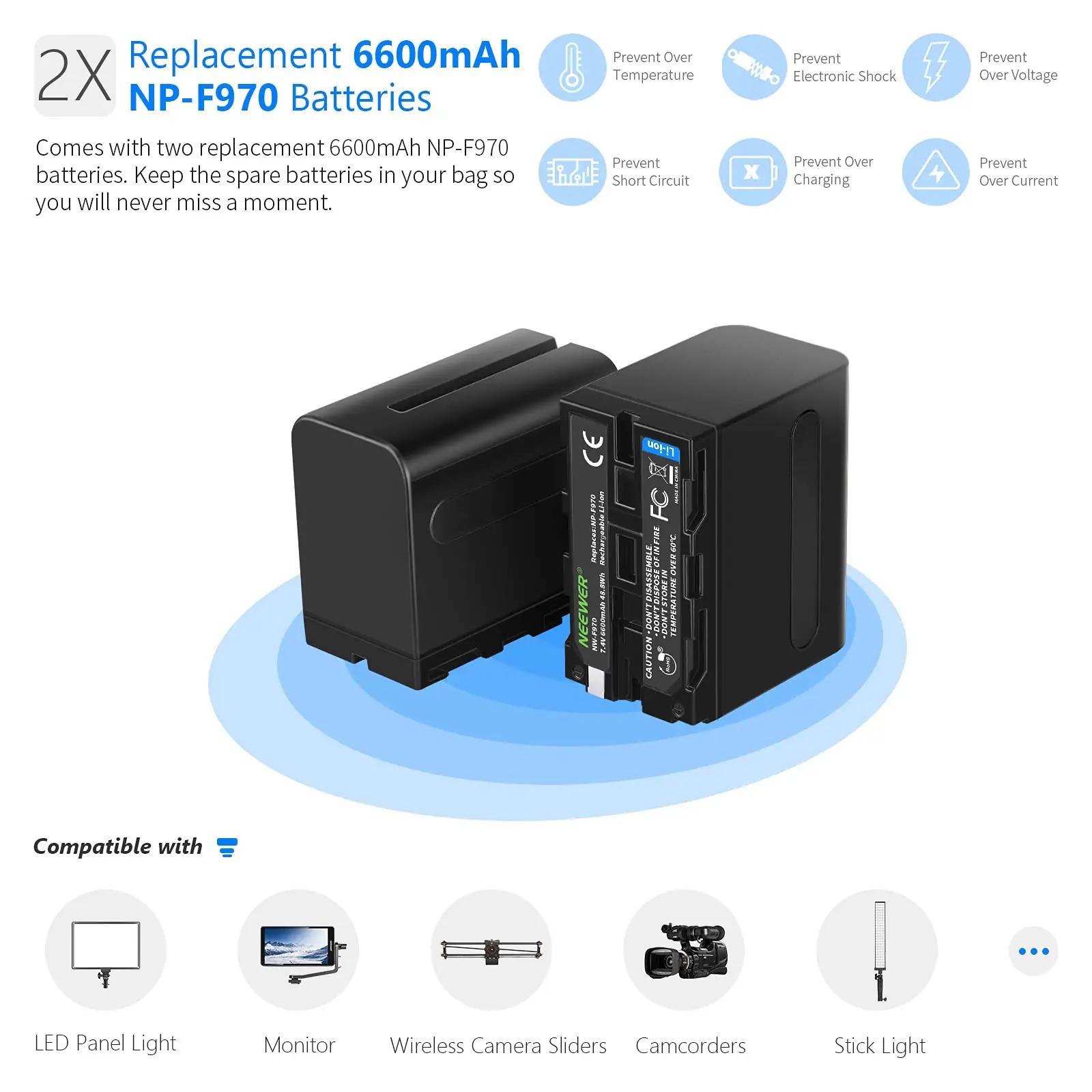NEEWER kiirlaadija ja 2×6600mAh akut – vastupidav komplekt – lisavaade