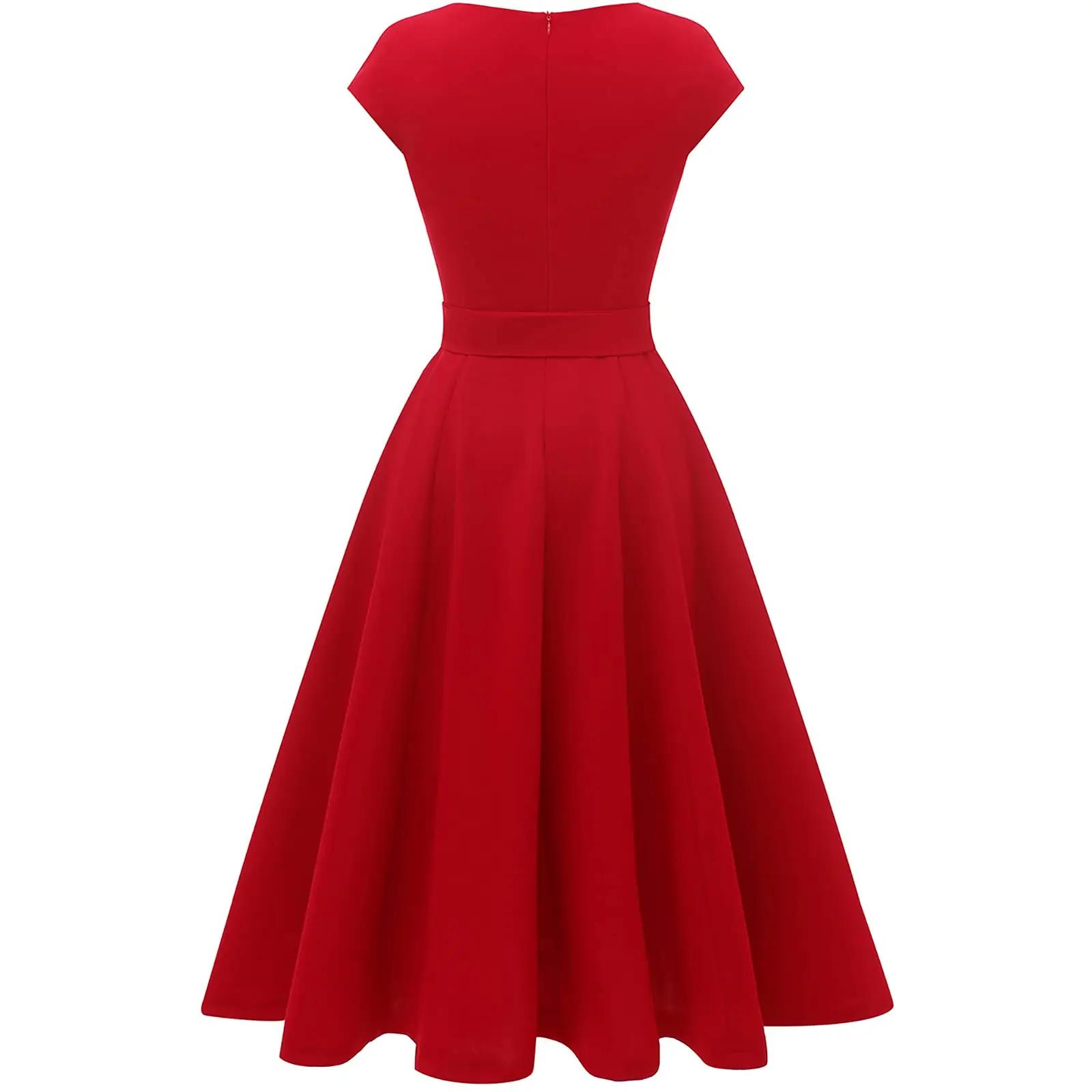 DRESSTELLS punane puuvillane cocktailkleit – lisavaade