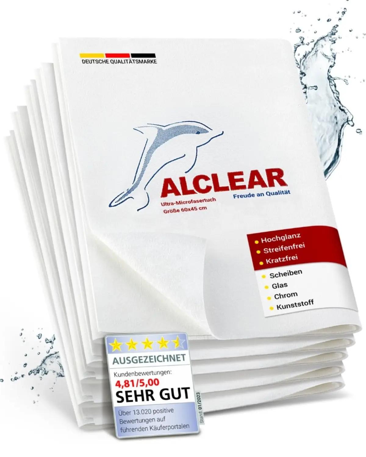 ALCLEAR mikrofiibrist aknalisad — triibuvaba 5‑tk komplekt – detailne vaade