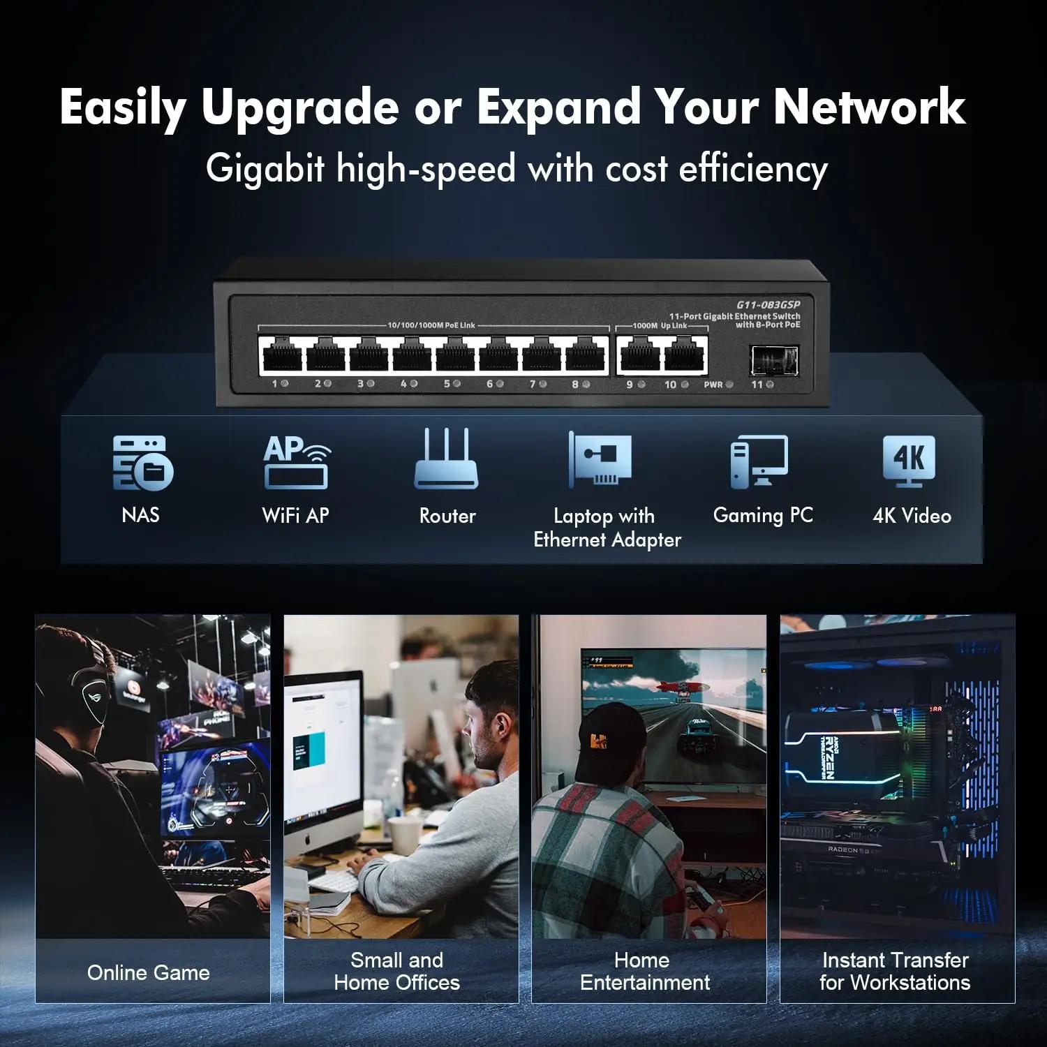 Binardat metallkorpusega Gigabit PoE-switch – töökindel 8×PoE – pilt 7