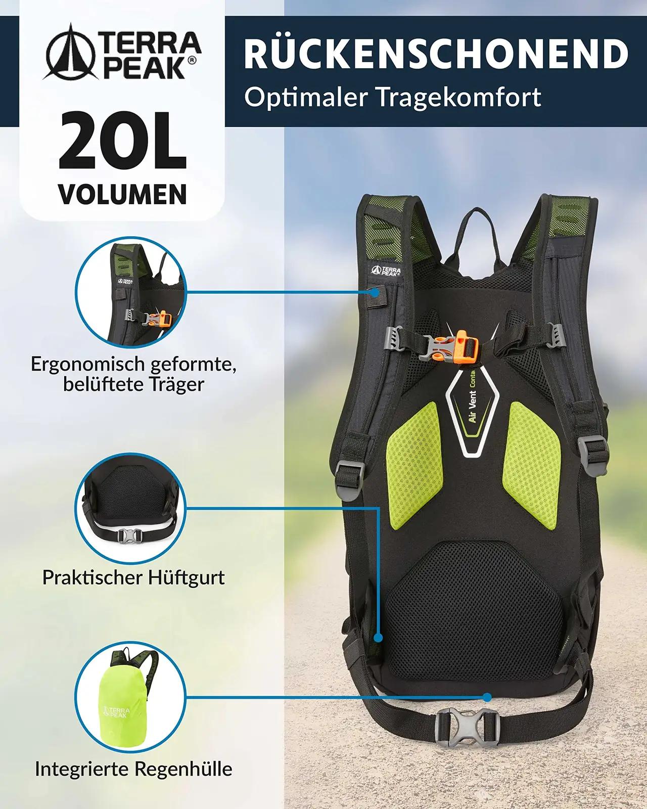 Terra Peak kerge 20L matkakott — veekindel ja ergonoomiline – kasutusnäide