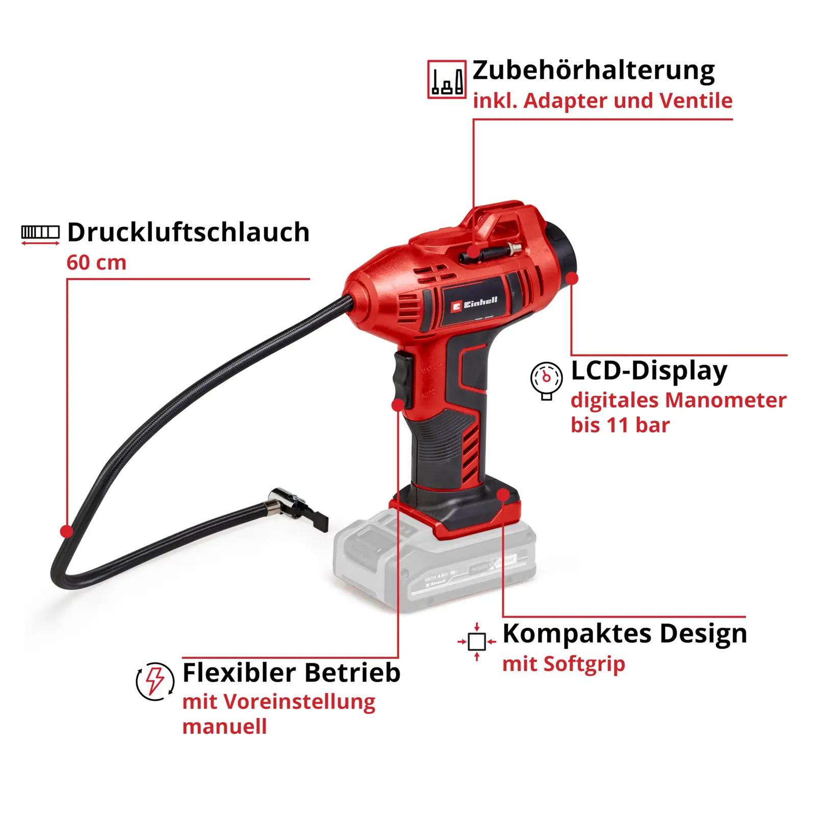 Einhell akukompressor 18 V — kaasaskantav rehvipump ja kingiidee – kasutusnäide