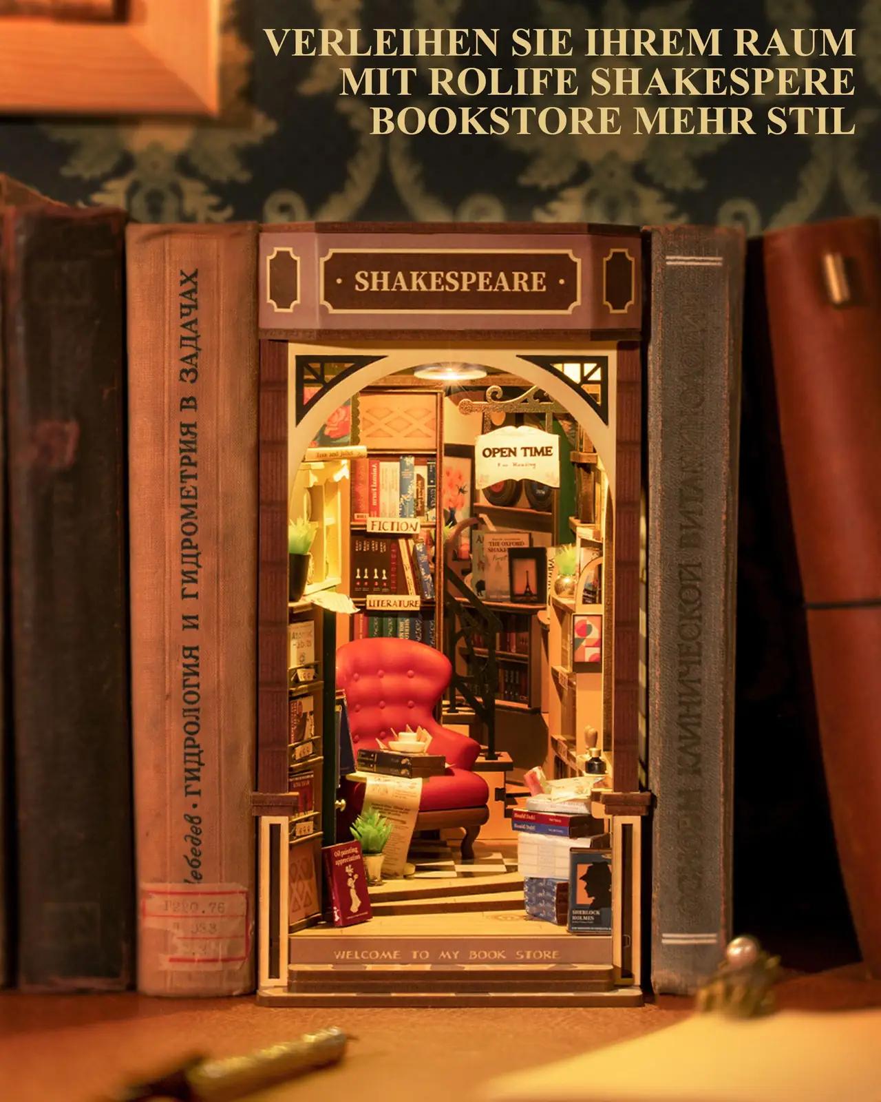 Rolife puidust Book Nook — raamatupoe dioraam igaks riiuliks – pilt 7