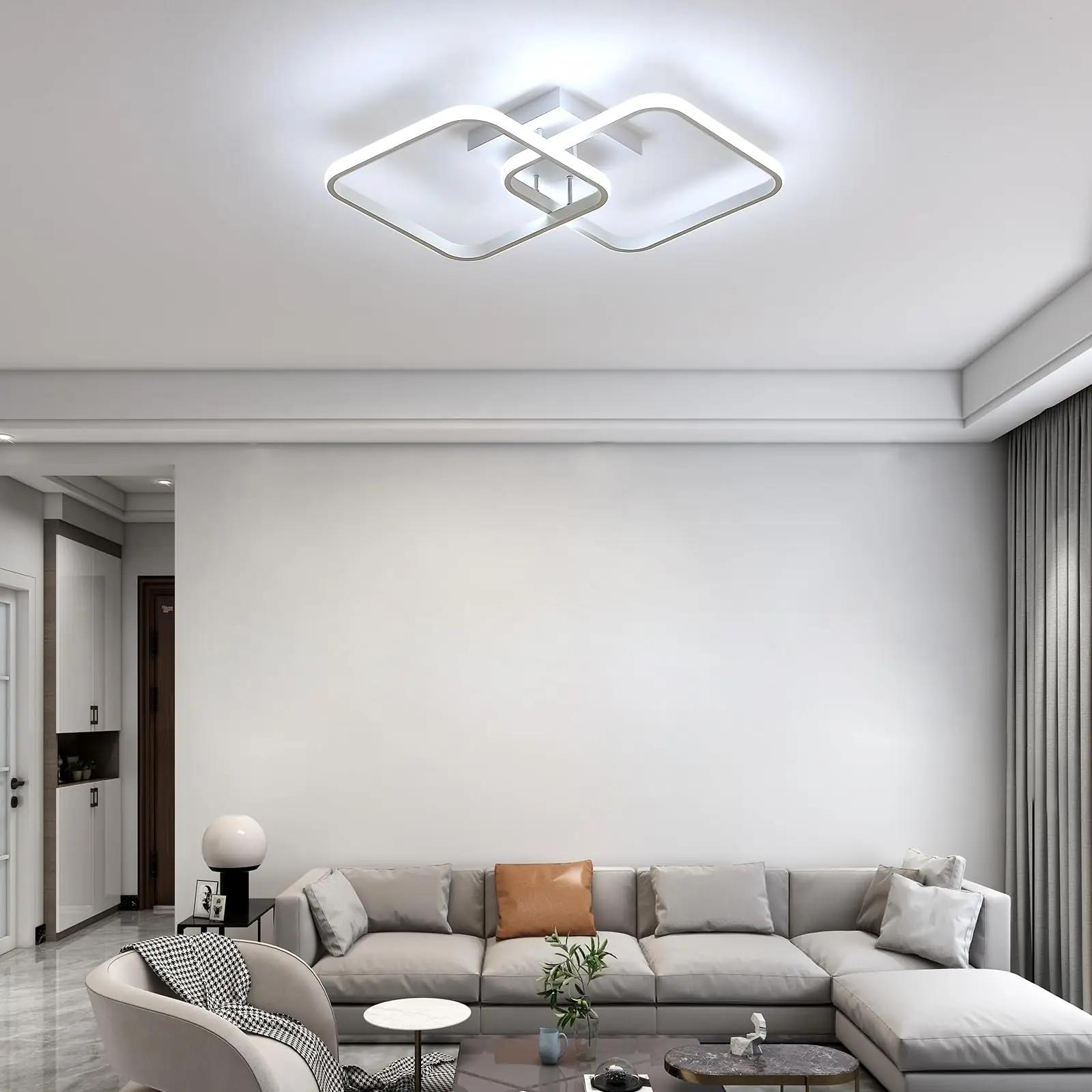 Osairous valge akrüül lakke lamp — modernne 42W jahe valgus – detailne vaade