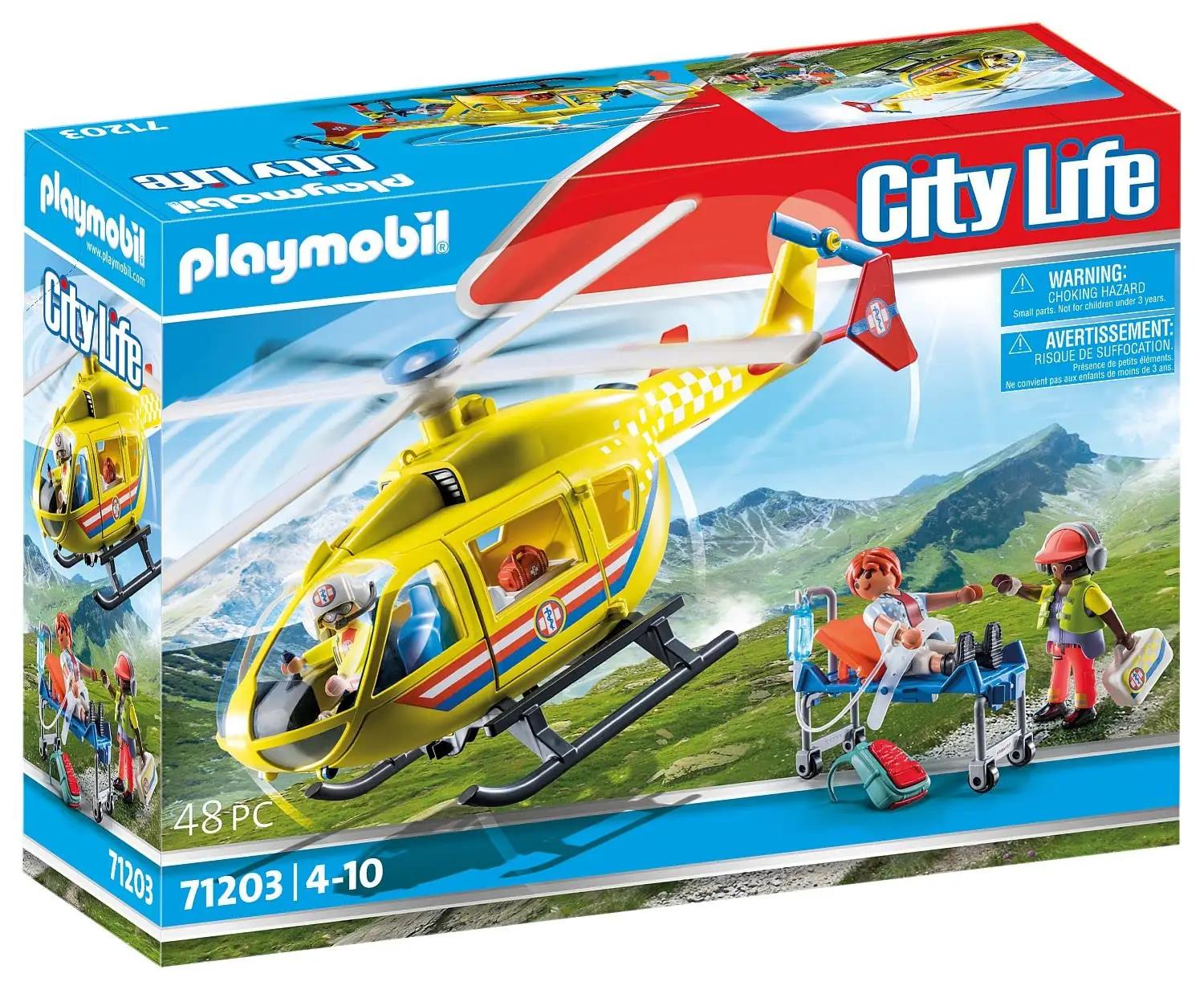 PLAYMOBIL päästehelikopter lastele — mänguasi 71203 – pakend ja tarvikud