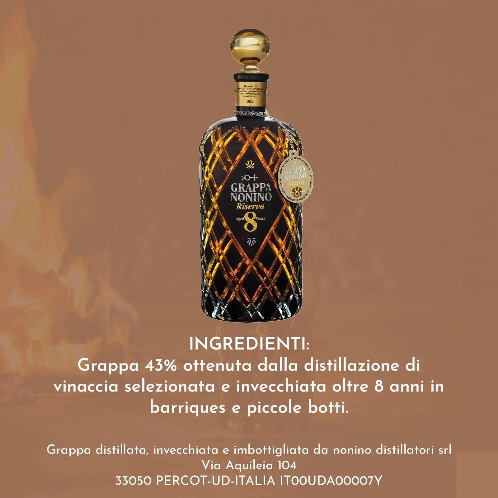 Nonino grappa riserva 8 aastat – elegantne kinkpudel 700 ml – pilt 7