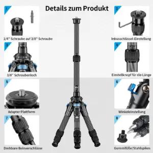 SIRUI AM-223+SL-100 statiivi tarvikud – detailne lähivaade