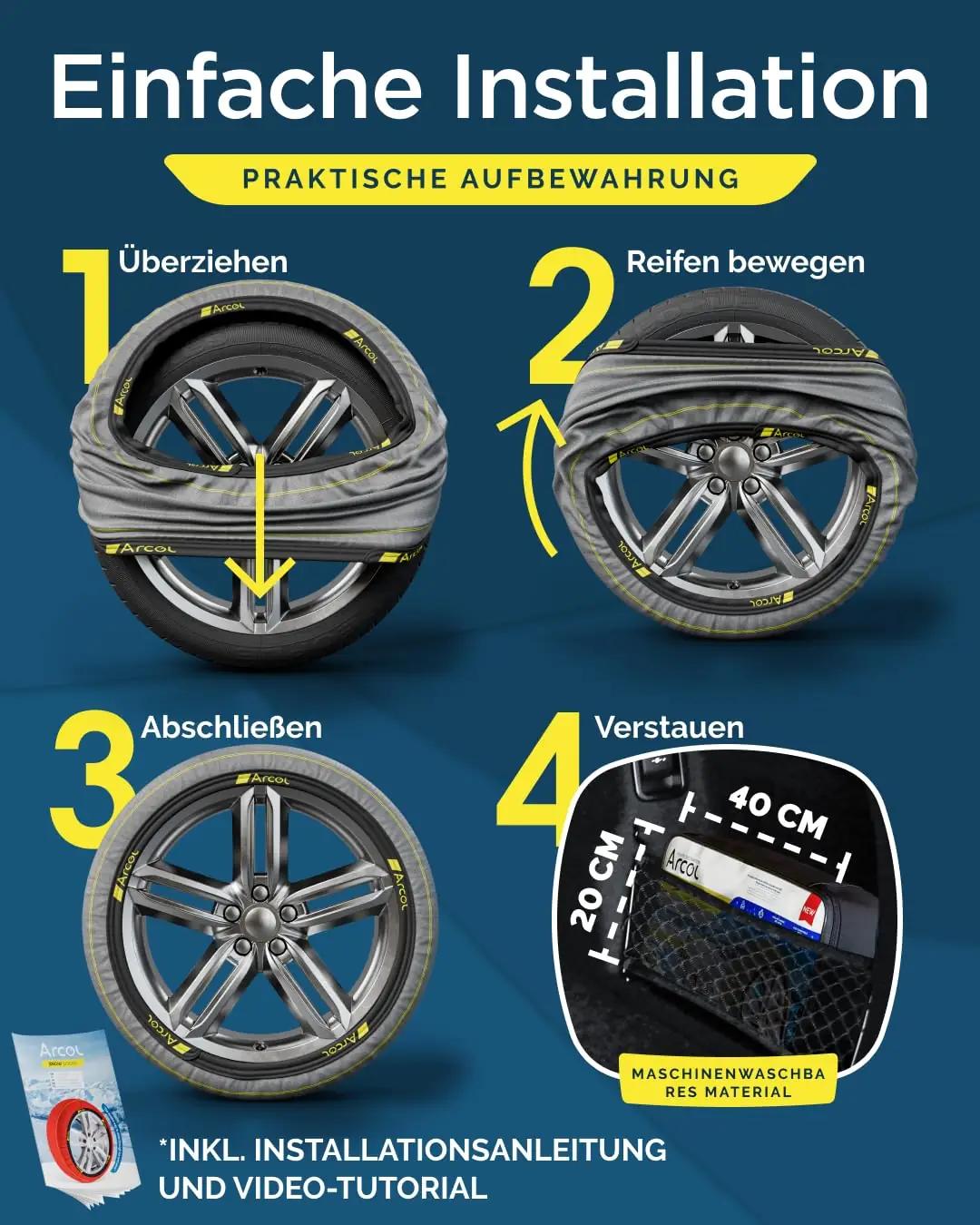 ARCOL Technica vastupidavad lumisokid autole – lihtne paigaldus – lisavaade