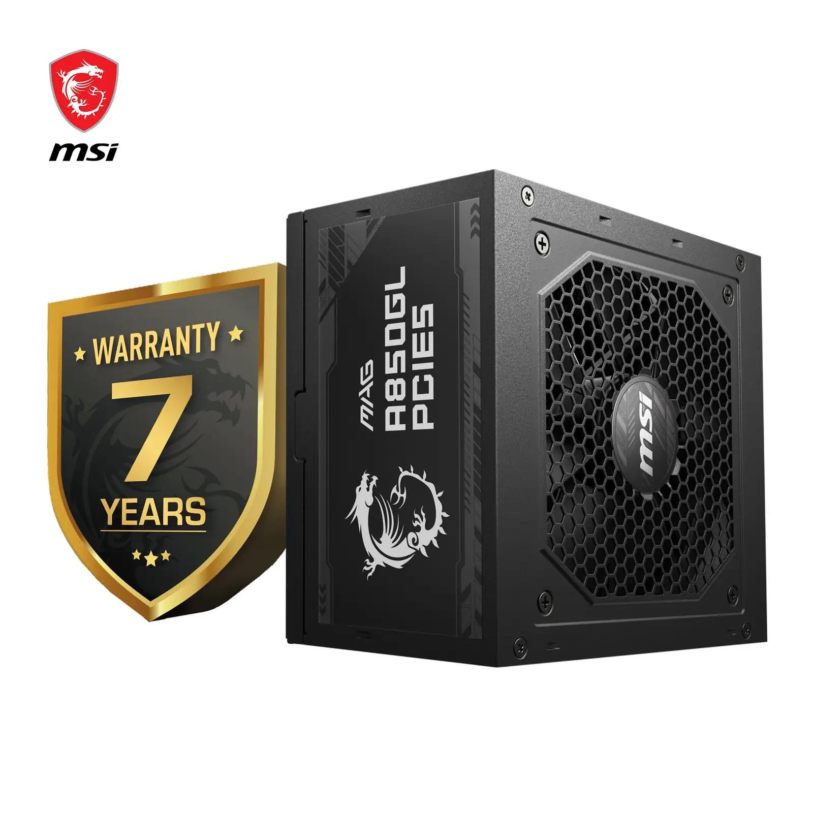 MSI 850W kuldne modulaarne toiteplokk – võimas ja vaikne – detailne vaade