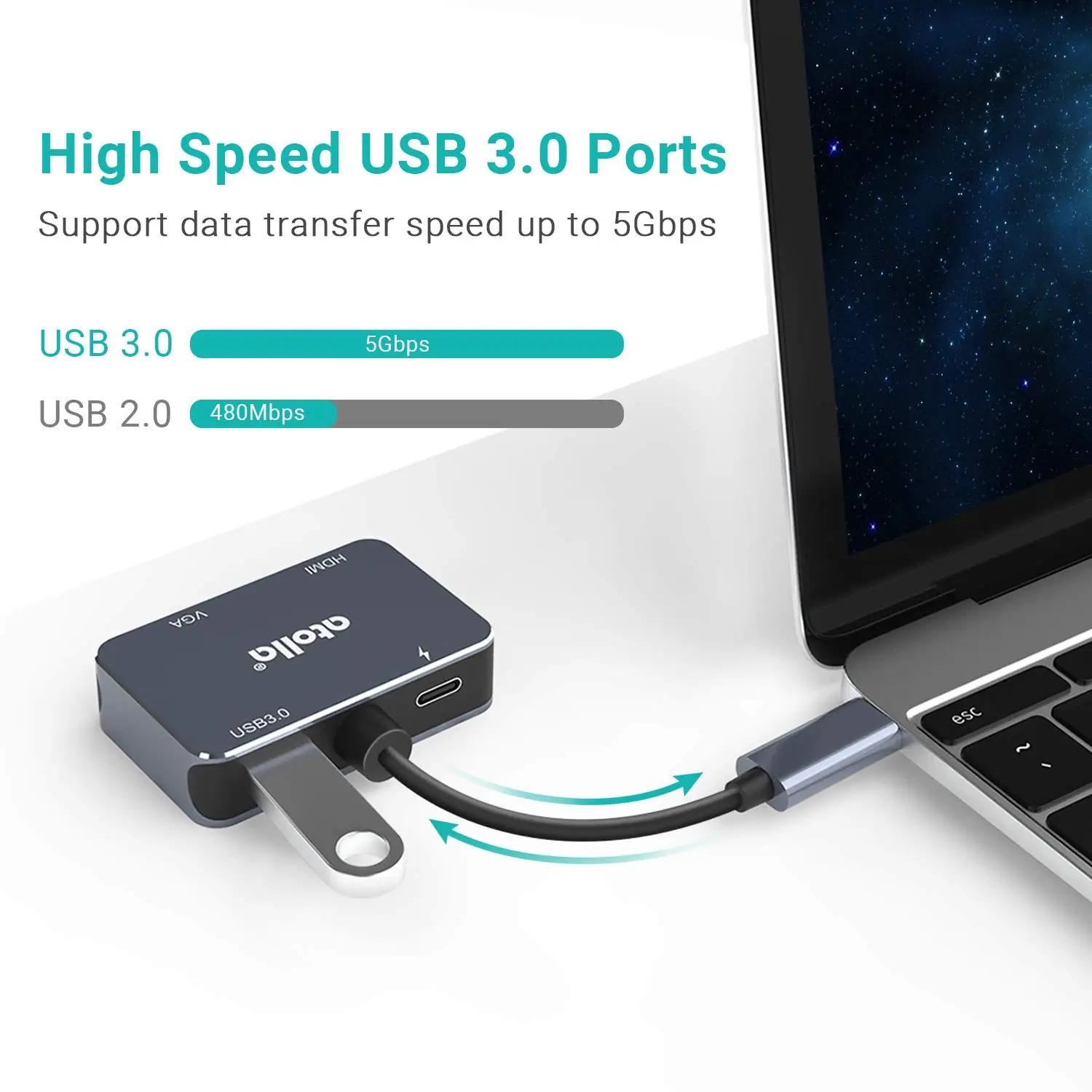 Atolla alumiinium USB-C hub – 4K HDMI, PD 60W ühendus – lisavaade