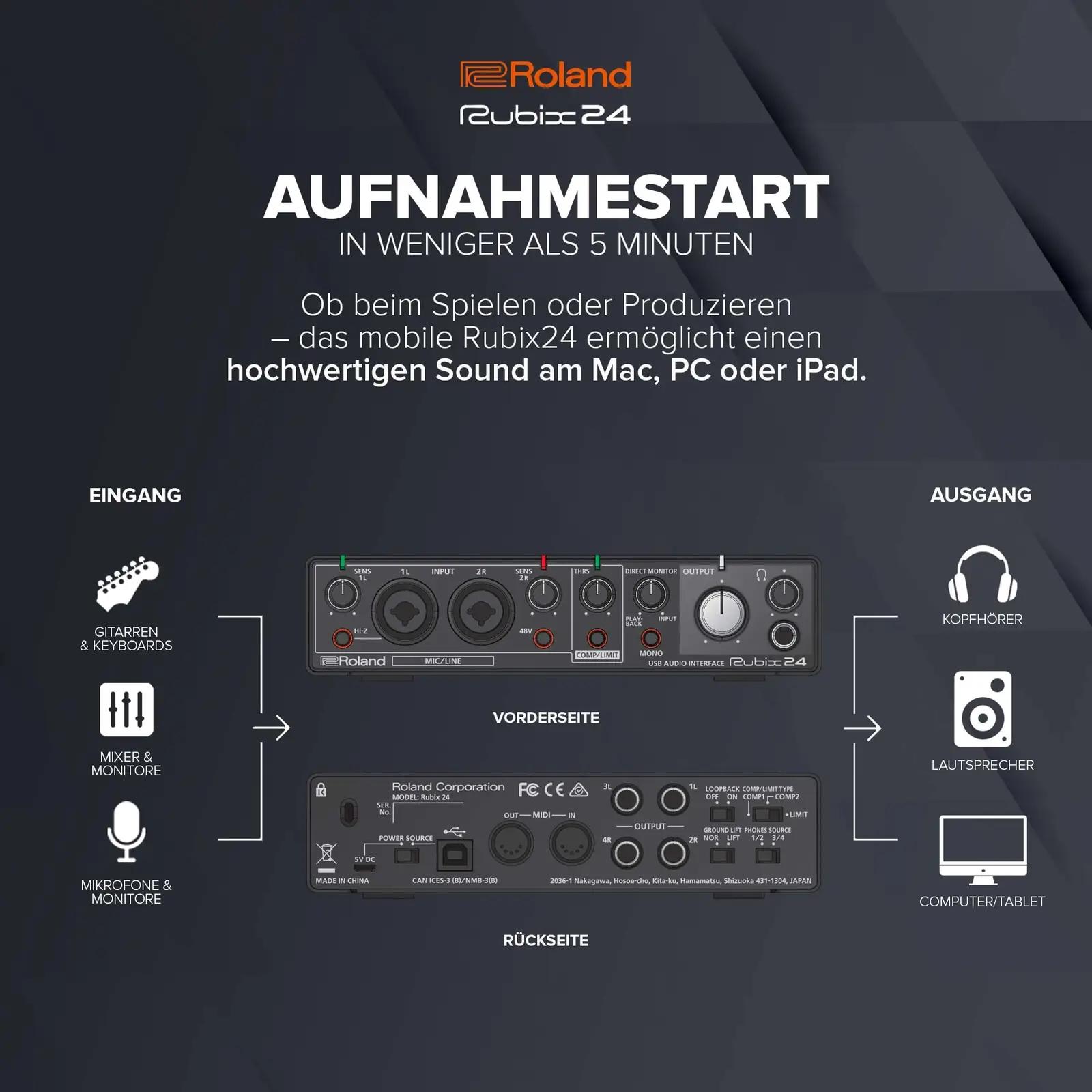 Roland kvaliteetne USB-audioliides – kompaktne salvestamiseks – kasutusnäide