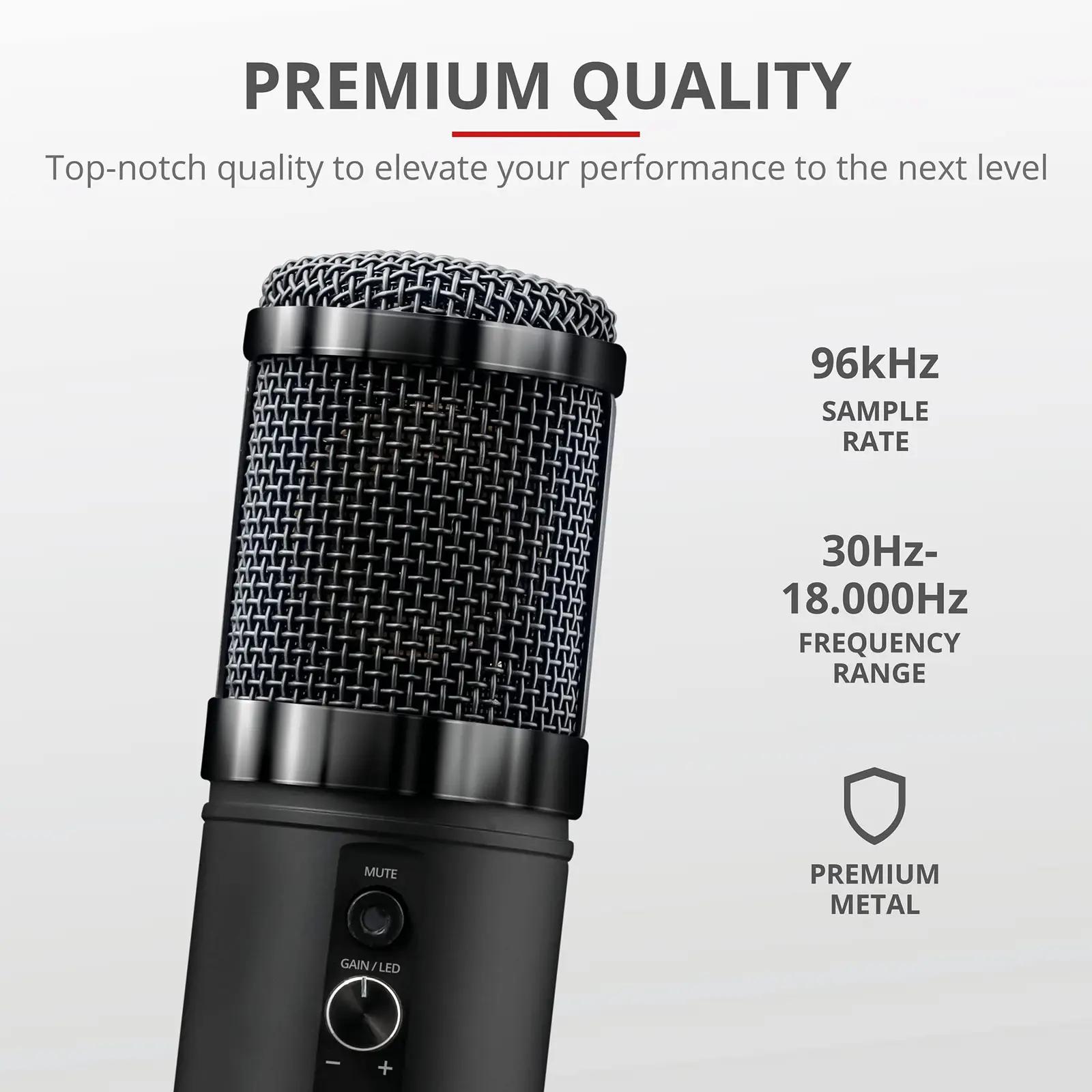 Trust Gaming GXT 256 Exxo microfon — metall – pakend ja tarvikud