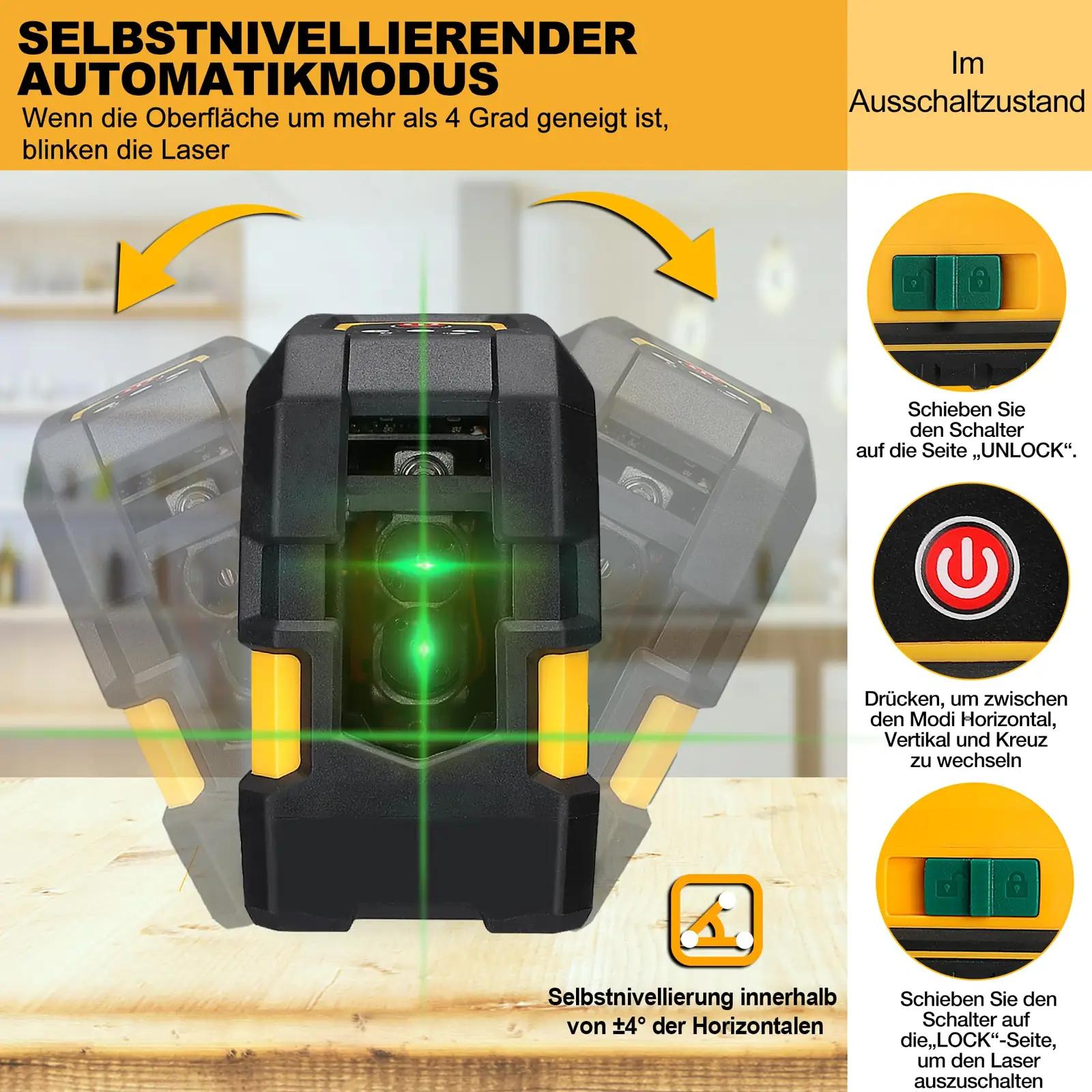 Prexiso roheline ristjoonlaser statiiviga – täpne mõõtmine – pakend ja tarvikud