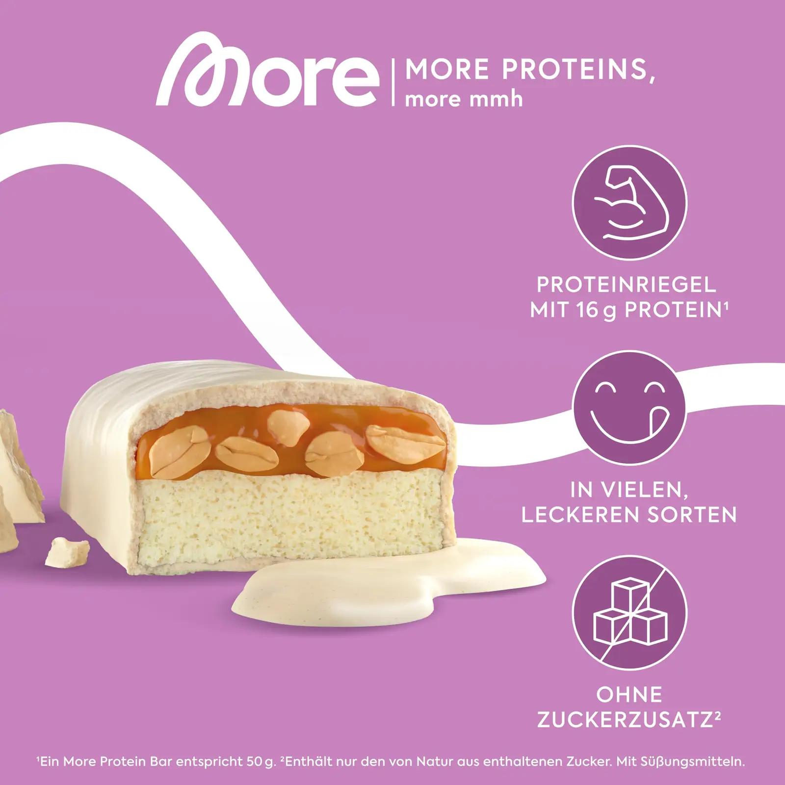 MORE NUTRITION valge šokolaadi proteiinibatoon – detailne vaade