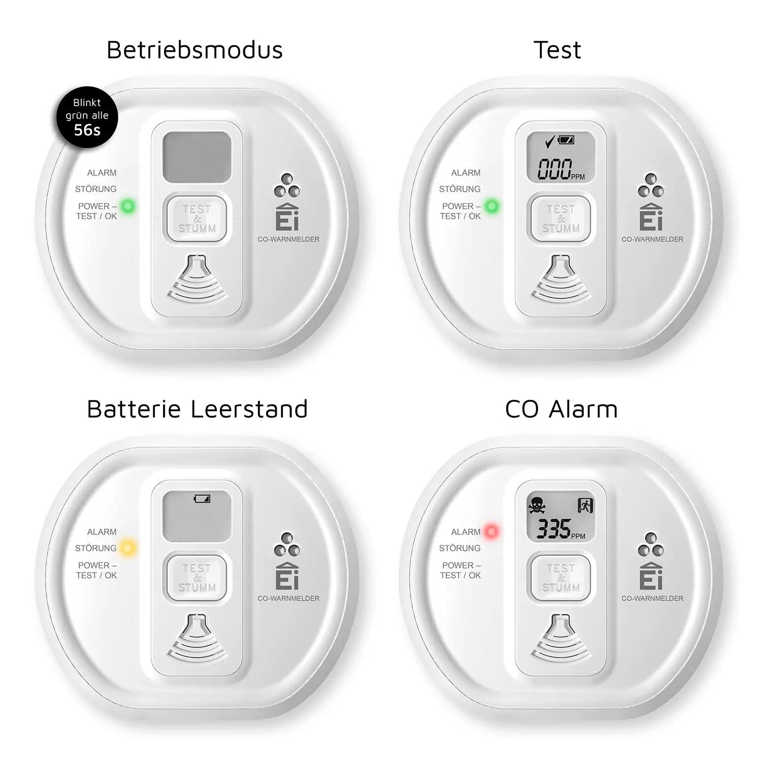 Ei Electronics CO-anduri disainiga LCD-ekraaniga ja pika – kasutusnäide