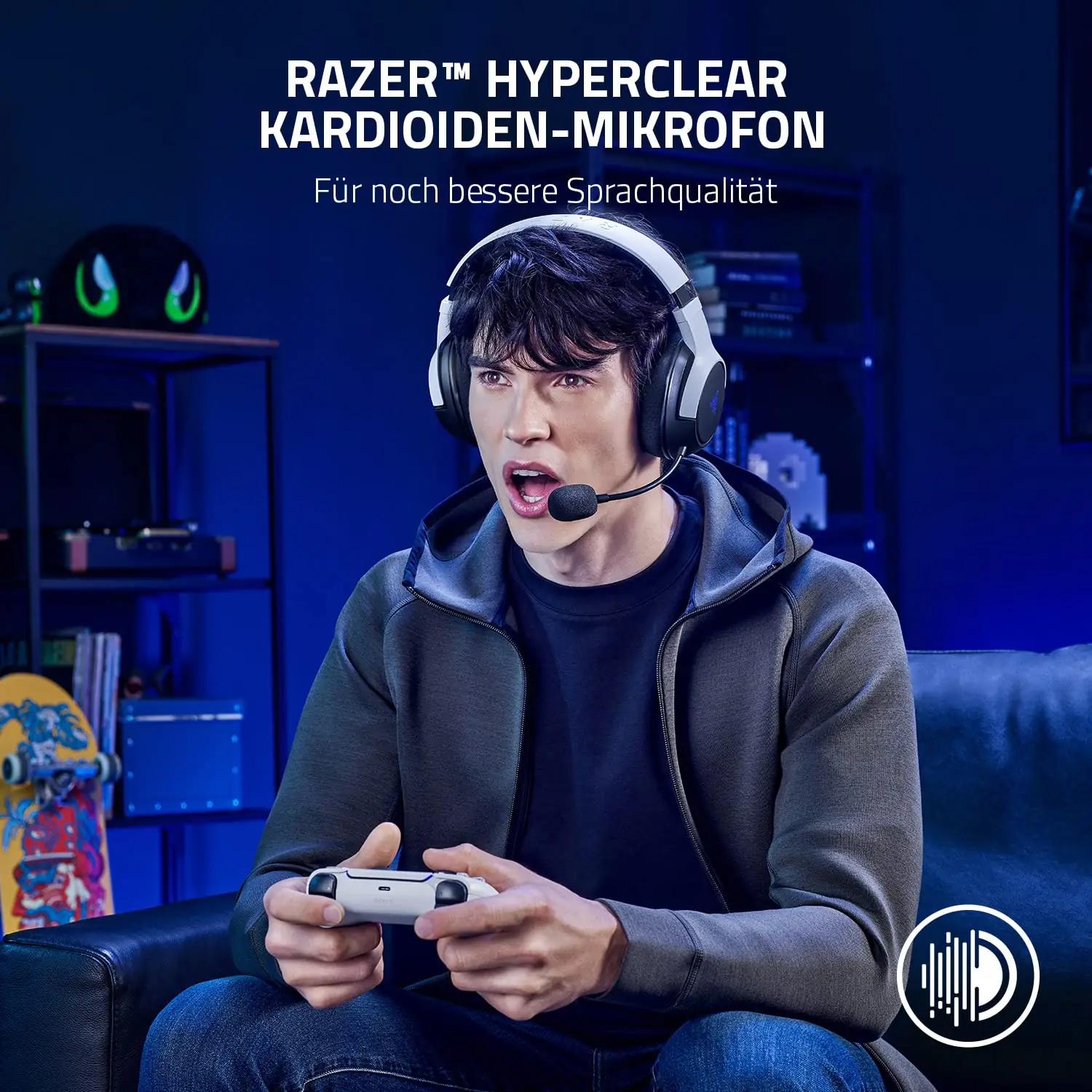 Razer mugav ja vastupidav juhtmevaba mängukõrvakomplekt PS5 jaoks – pakend ja tarvikud