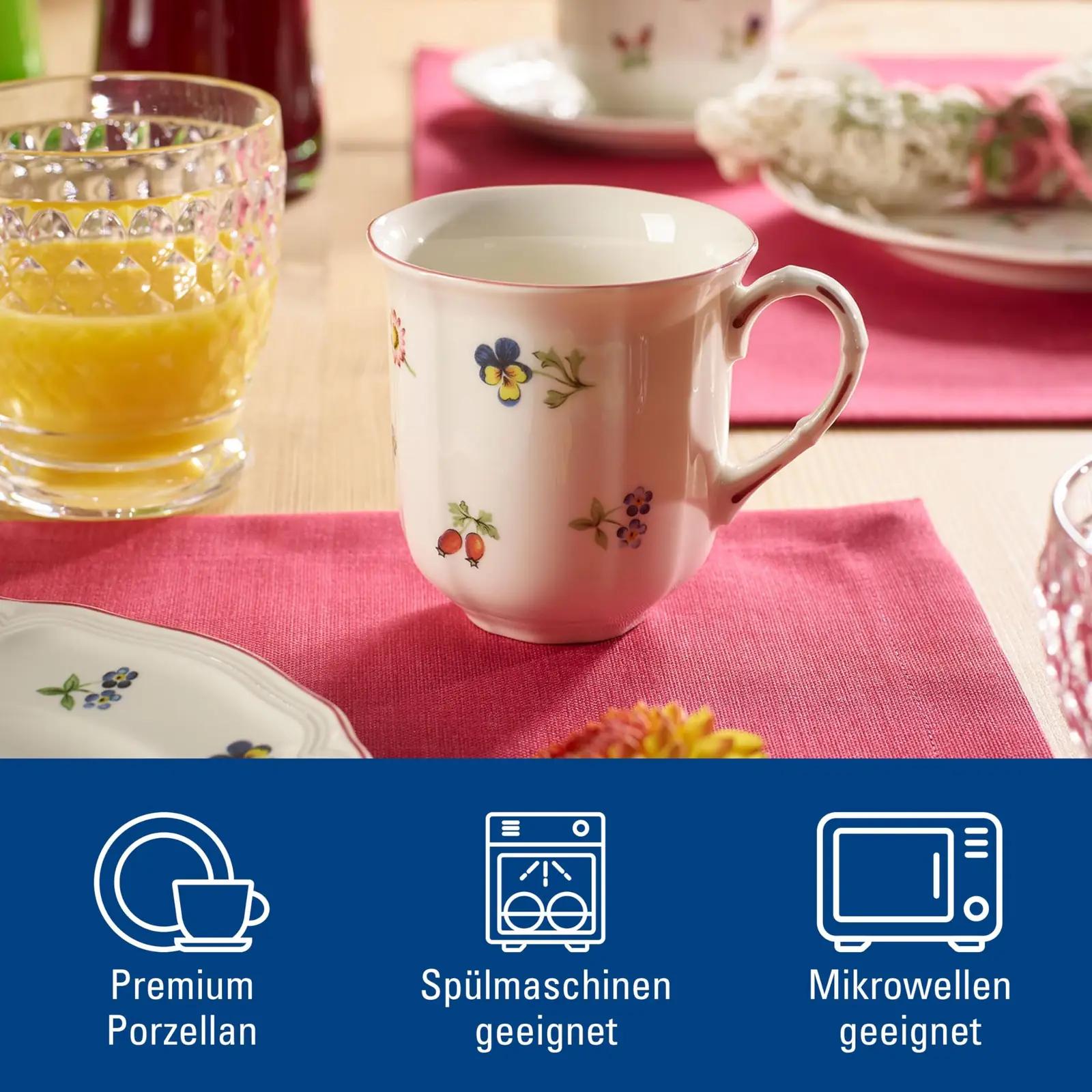 Villeroy & Boch peen portselanist kohvitass — lillemuster, 300 ml – pakend ja tarvikud