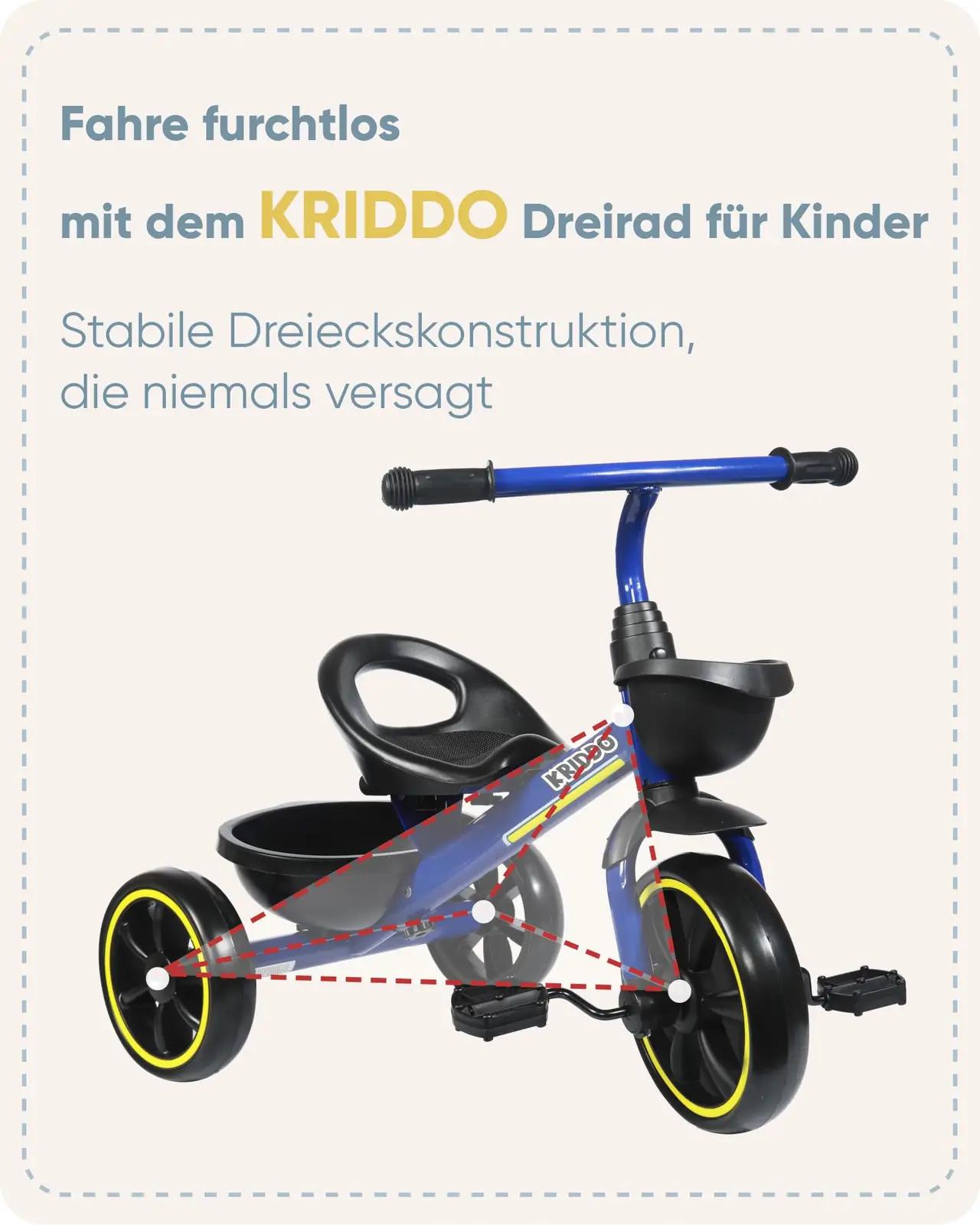 KRIDDO laste trikool – vastupidav terasraam, kingitus – pilt 6