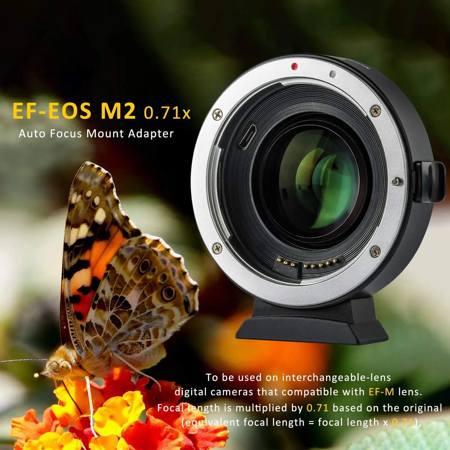 EBYPHAN metallist adapter EF-EOS M2 – Speed‑Booster 0.71x – pakend ja tarvikud