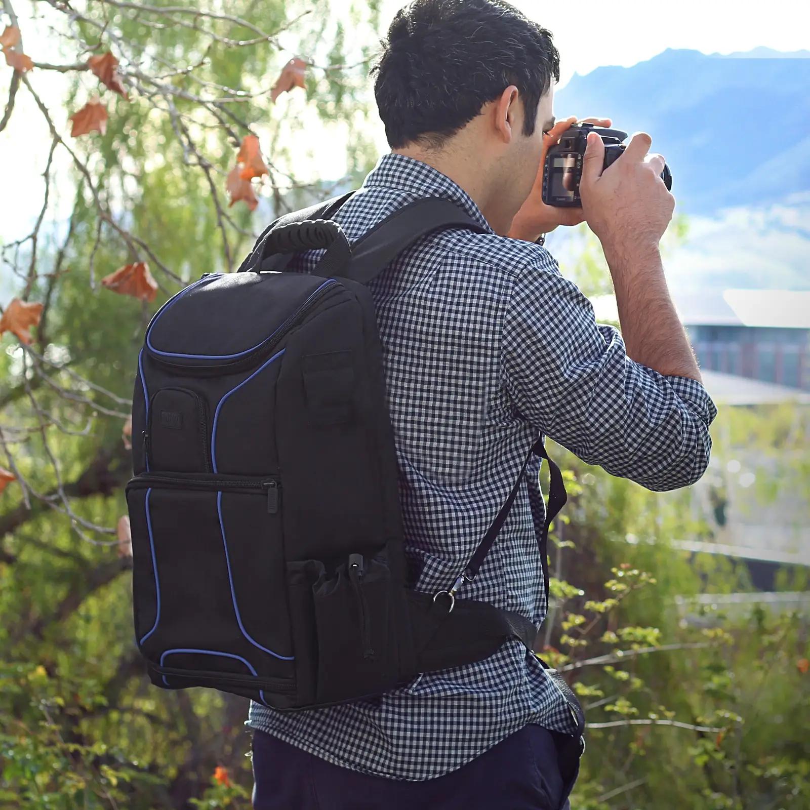 USA Gear vastupidav nylon kaamerakott sülearvutile ja statiivile – detailne vaade