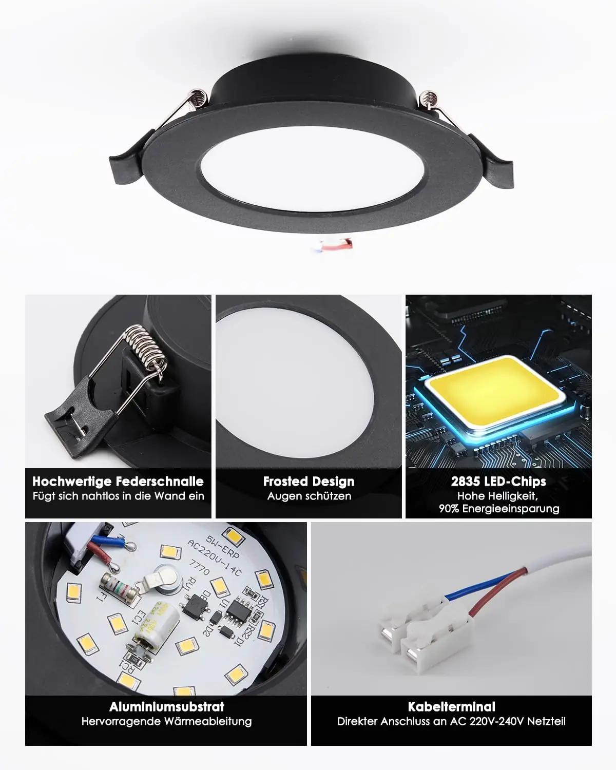 Grebeam mustad LED lae-spotid 5W komplekt – modernne valgus – lisavaade