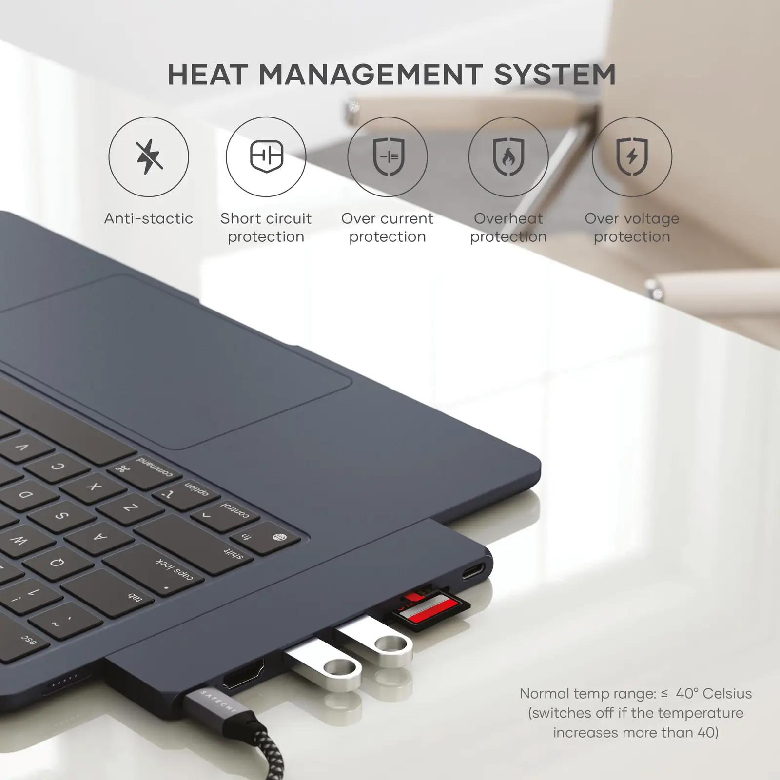 SATECHI elegantne alumiiniumist USB-C hub — 7-ühes laadimise ja – kasutusnäide
