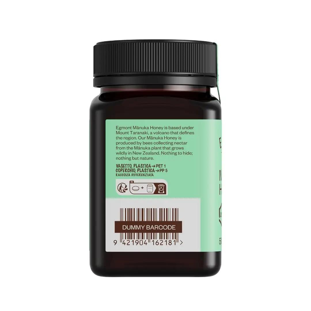 Egmont Honey Manuka 500 g — naturaalselt rikastatud mesi – pakend ja tarvikud