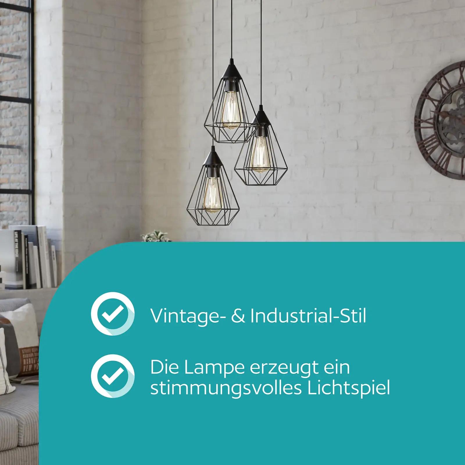 EGLO Tarbes must terasripats – vintage valgusti söögituppa – detailne vaade