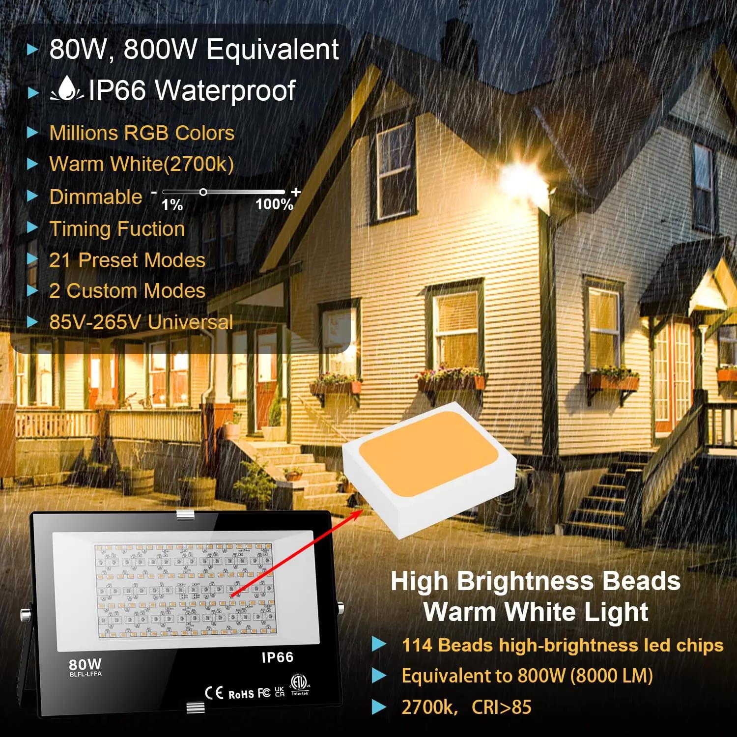 Neliwo alumiiniumist välisvalgusti 2×80W RGB Dimm – detailne vaade