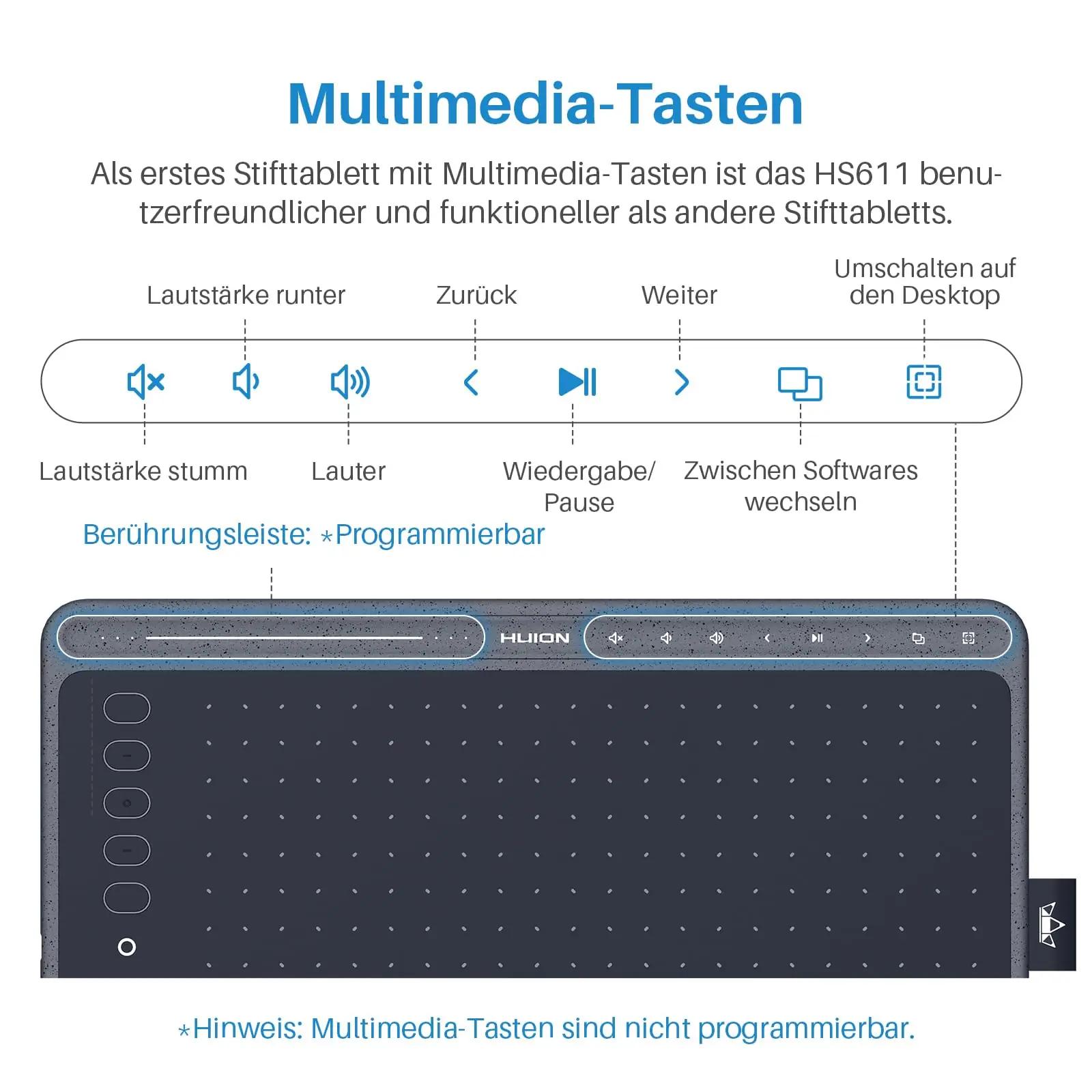 HUION stiilne graafikatablett HS611 — kompaktne ja vastupidav – detailne vaade