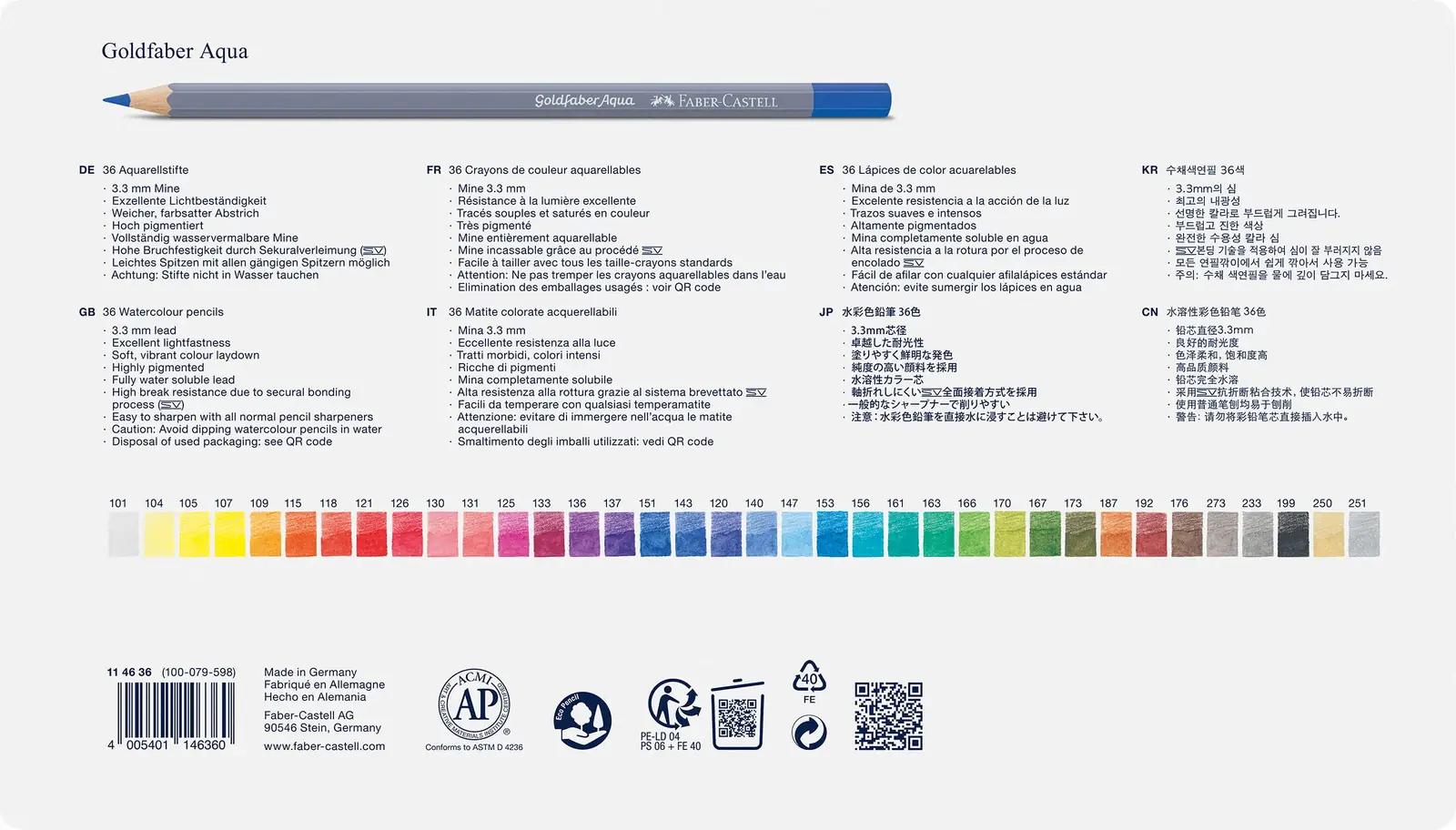 Faber-Castell vesivärvipliiatsid Goldfaber — 36 värvi – lisavaade