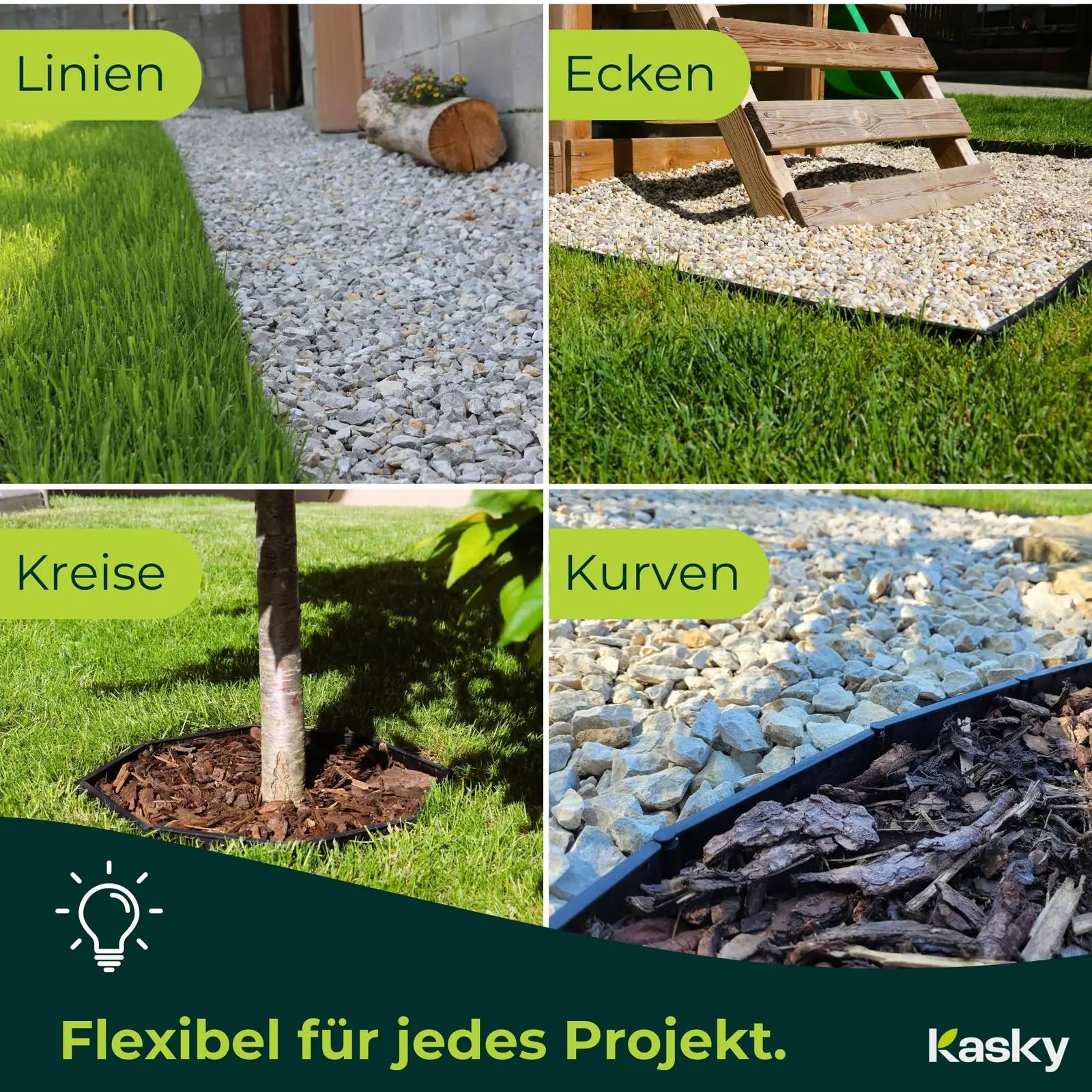 Kasky tugev ja painduv plastikpiire aeda – 10,7 m – pakend ja tarvikud